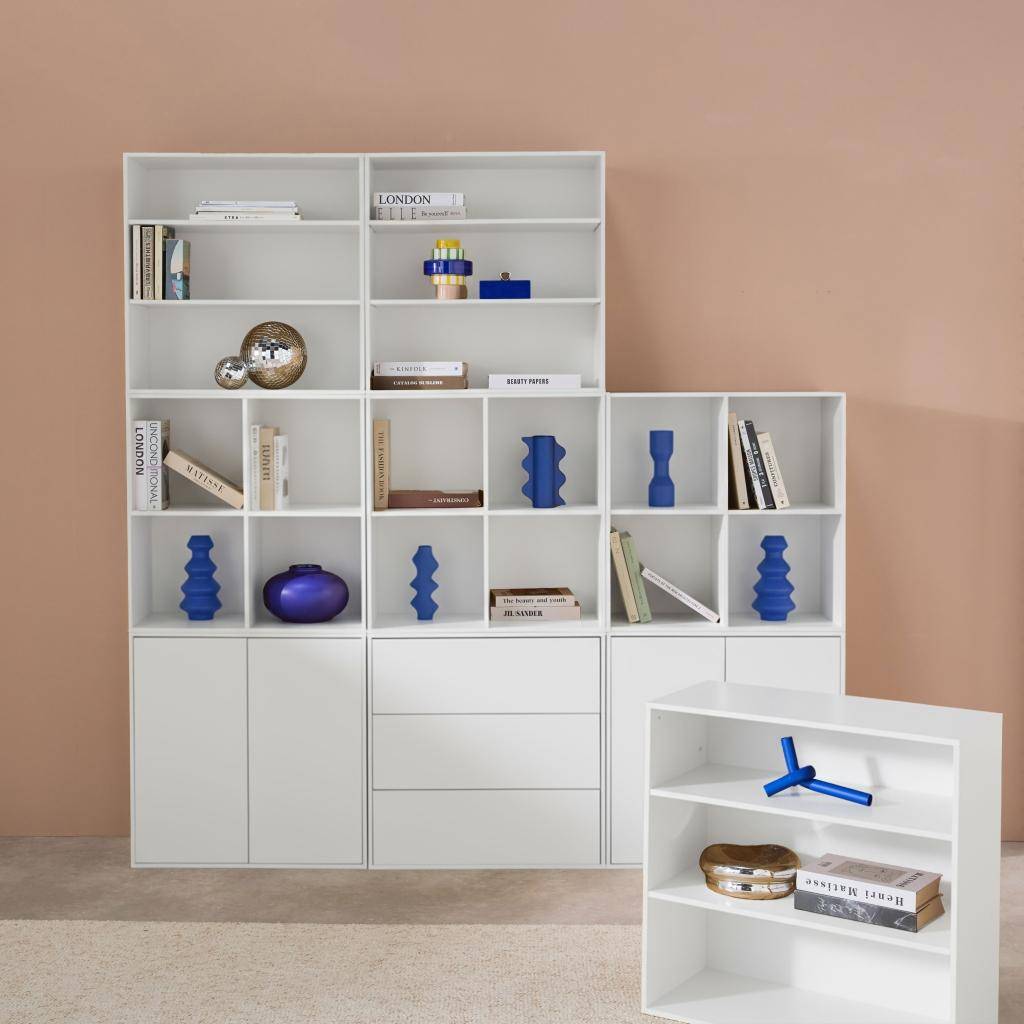 Kit étagère, bibliothèque décor bois blanc 9 éléments 100% modulable L 210 x P 35 x H 210cm - Kompo Photo4