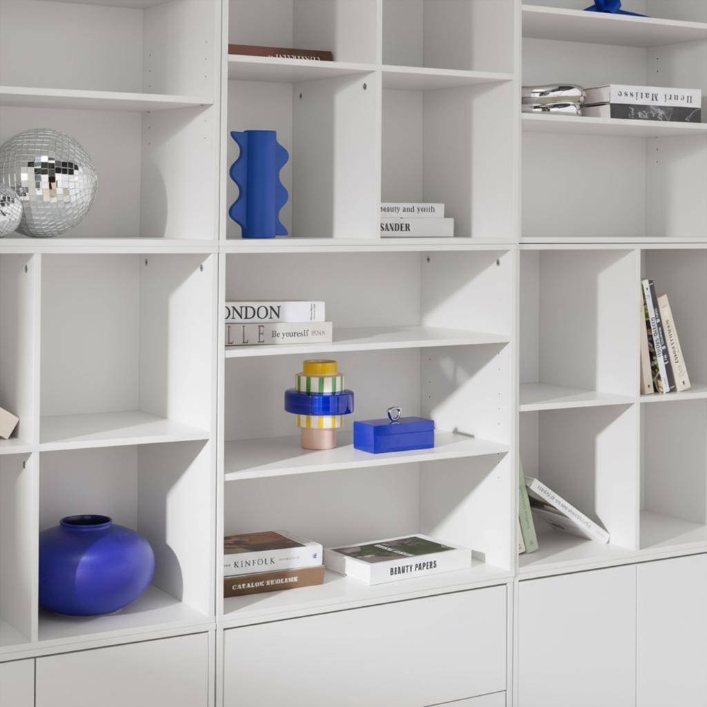 Kit étagère, bibliothèque décor bois blanc 9 éléments 100% modulable L 210 x P 35 x H 210cm - Kompo Photo5