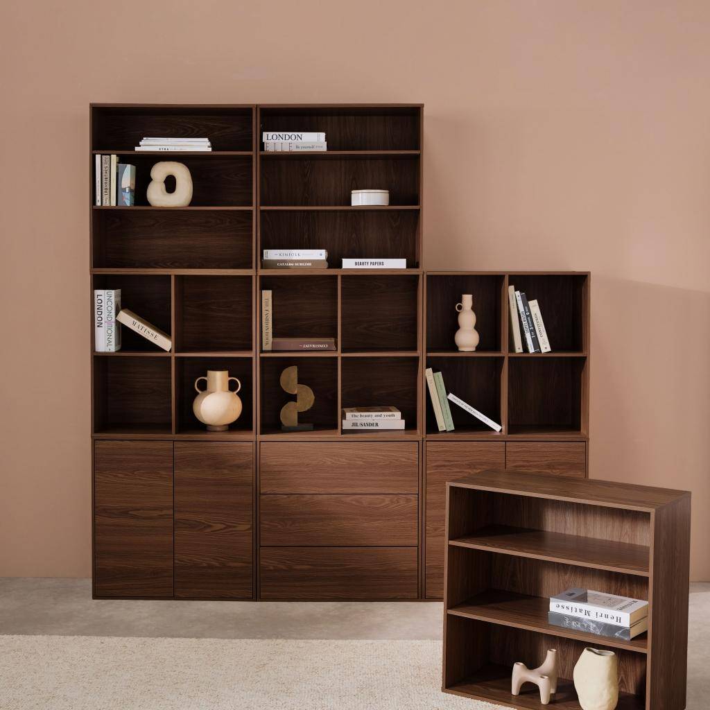 Modulaire opbergmodule houtdecor walnoot 9 elementen 100% moduleerbaar L 210 x B 35 x H 210cm - Kompo Photo4