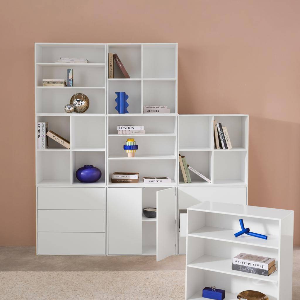 Kit étagère, bibliothèque décor bois blanc 9 éléments 100% modulable L 210 x P 35 x H 210cm - Kompo Photo3