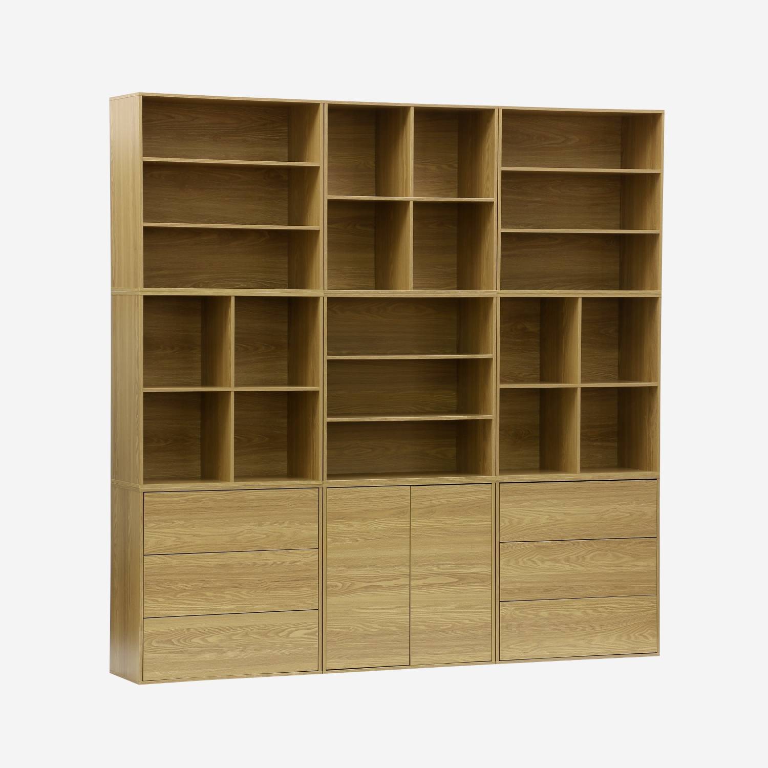 Kit étagère, bibliothèque décor bois chêne 9 éléments kit 2