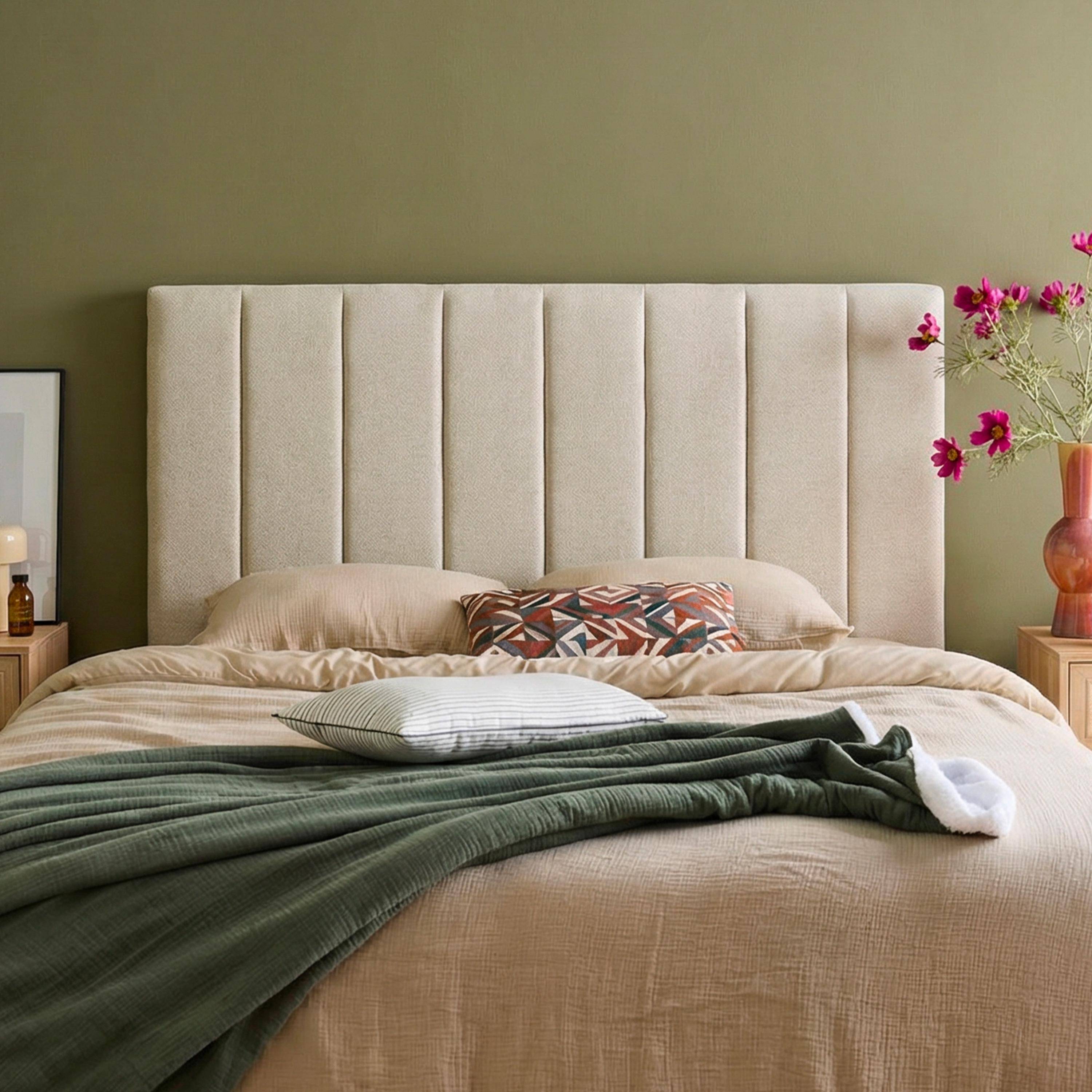 Cabecero de cama revestimiento tela, 150cm, Cole, Beige, 150x8x105 cm Photo1