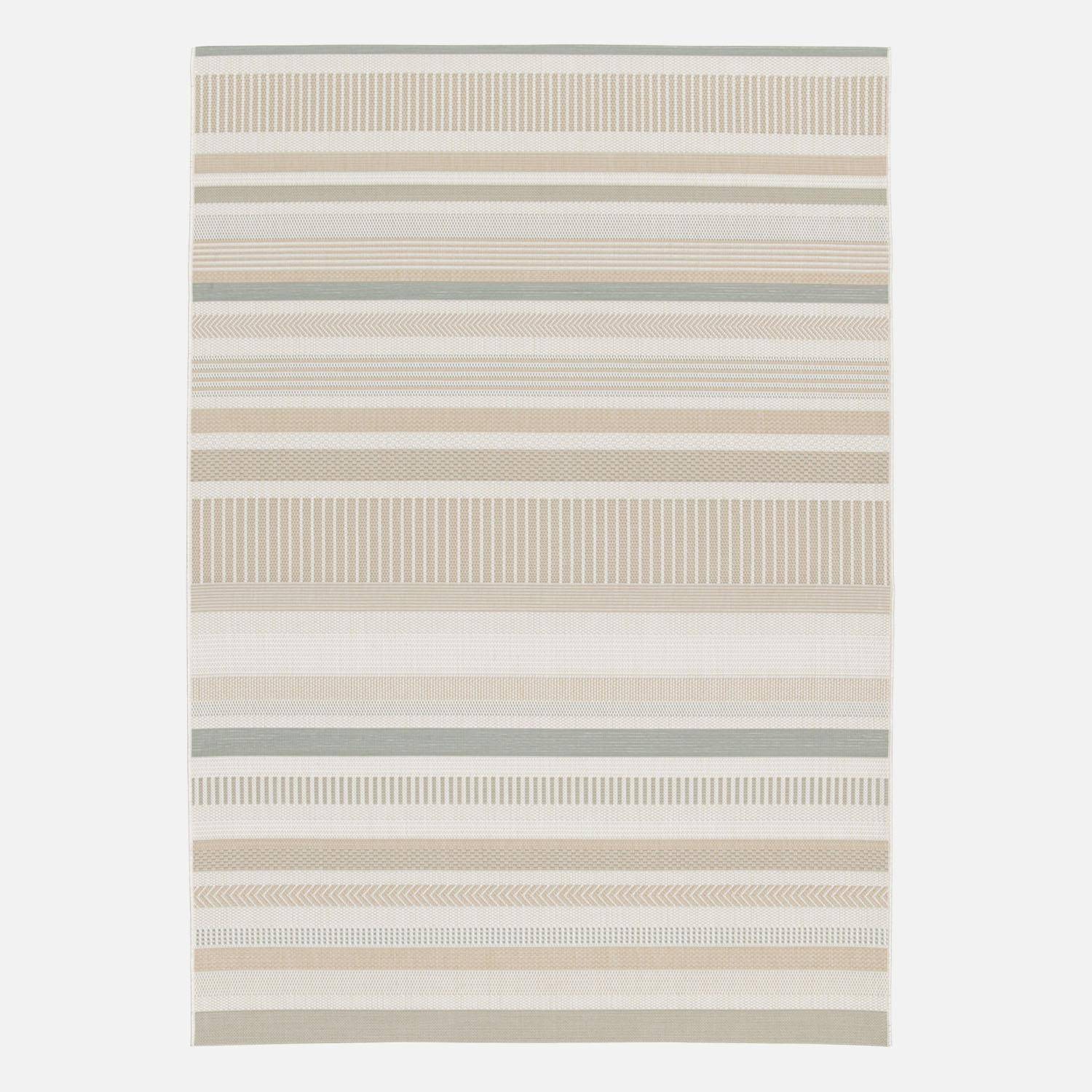Tappeto interno/esterno vintage motivo lineare crema beige grigio, Gary, 170x120x0.2 cm Photo1