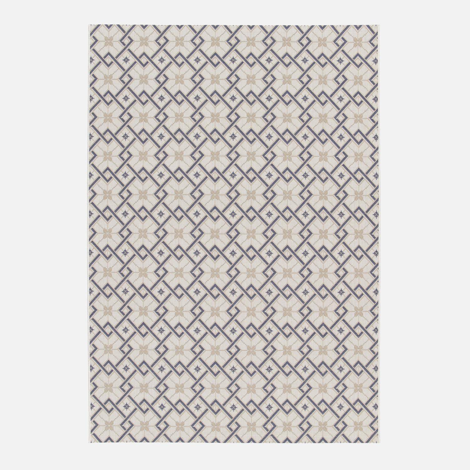 Tappeto da Interni/esterni vintage crema beige blu, Angie, 170x120x0.2 cm Photo1
