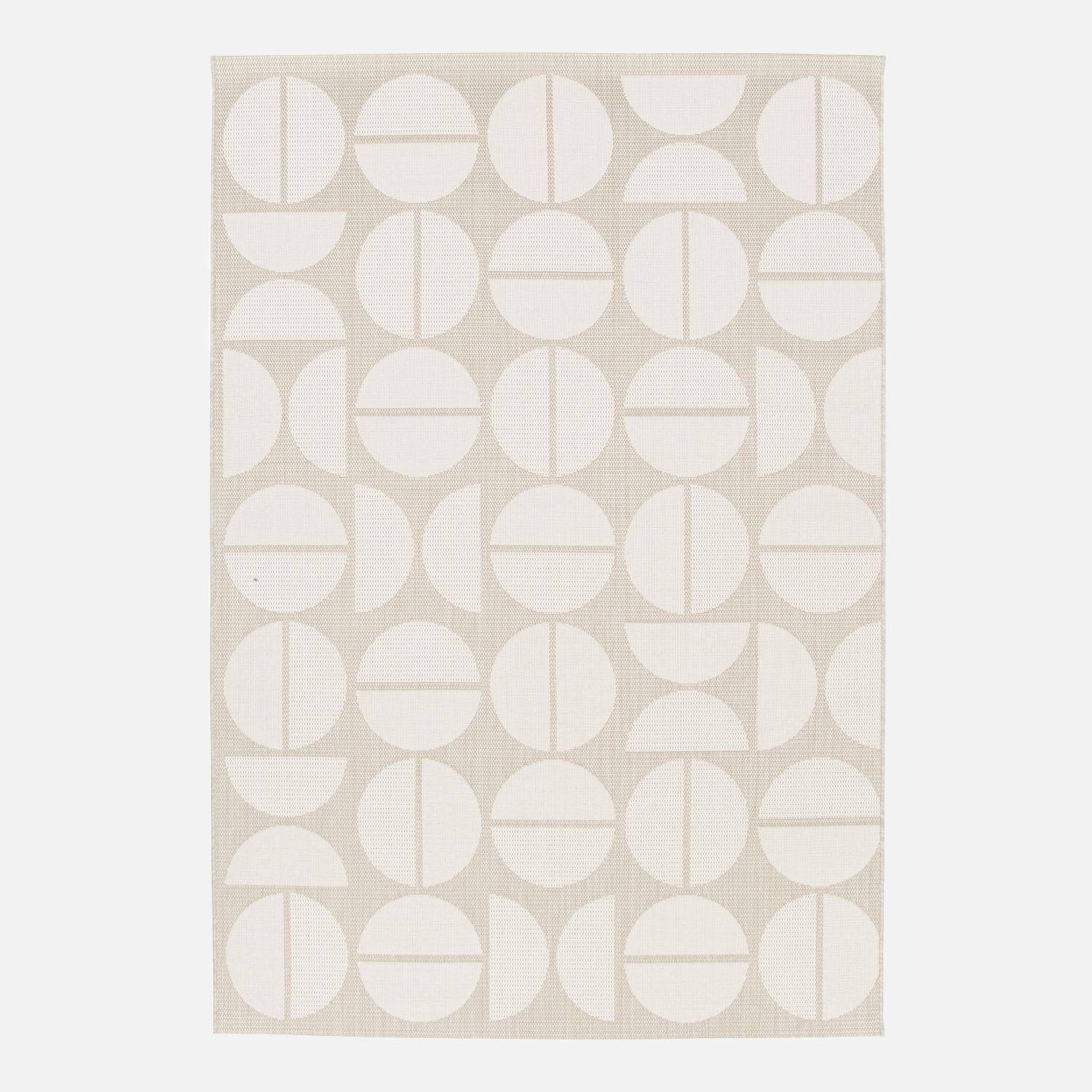 Alfombra interior/exterior diseño geométrico beige poliéster reciclado, Megan, 170x120x0.2 cm Photo1