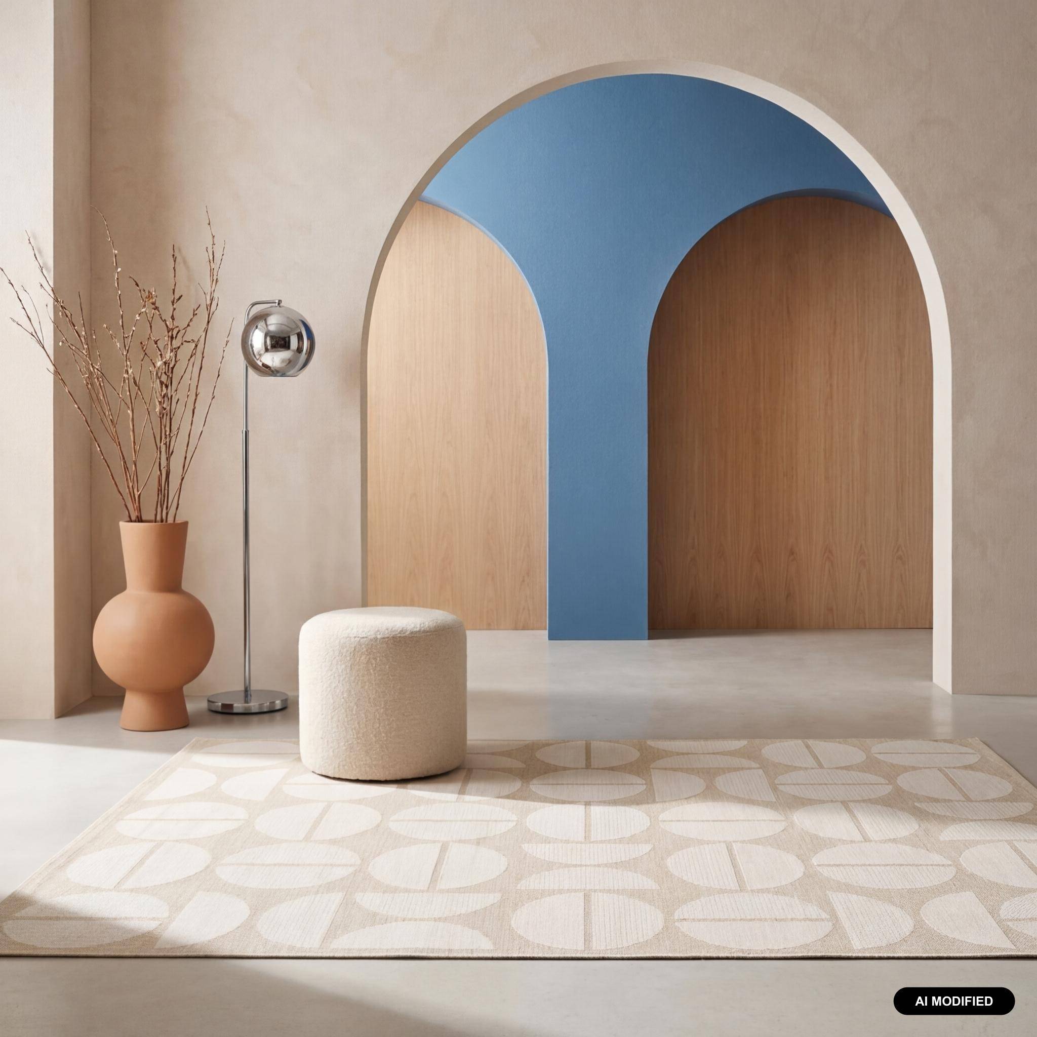 Megan 160x230cm beige recycled polyester geometric pattern indoor/outdoor rug Photo1