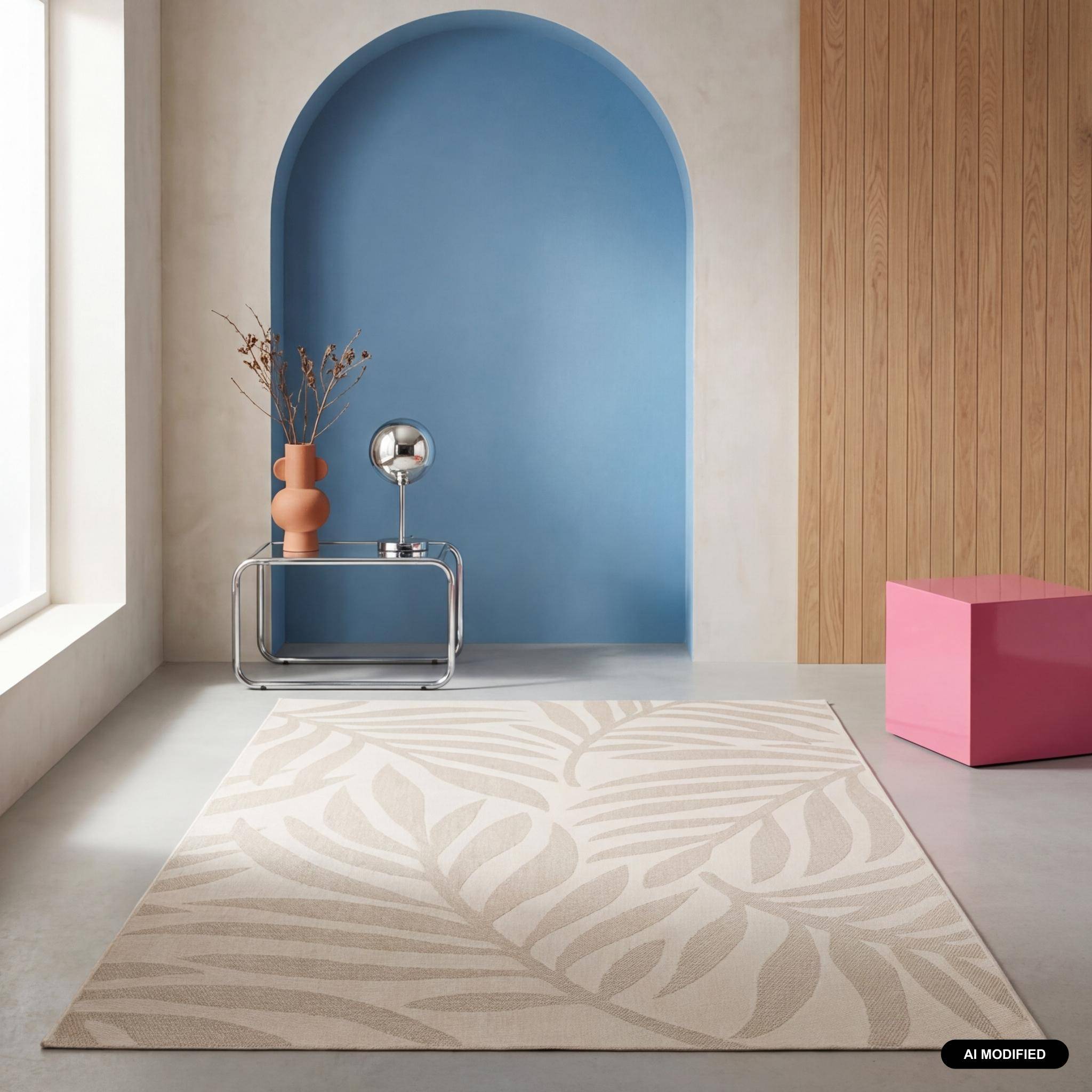 Tappeto interno/esterno motivo vegetale crema, beige - 230x160x0.2 cm Photo1