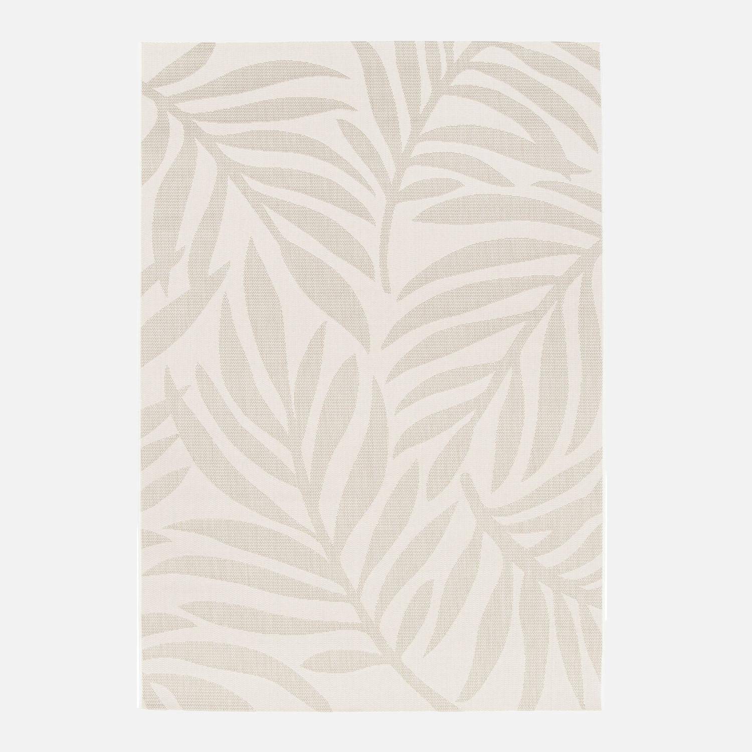 Tapis intérieur/extérieur motif végétal beige polyester recyclé Kate 160x230cm Photo1