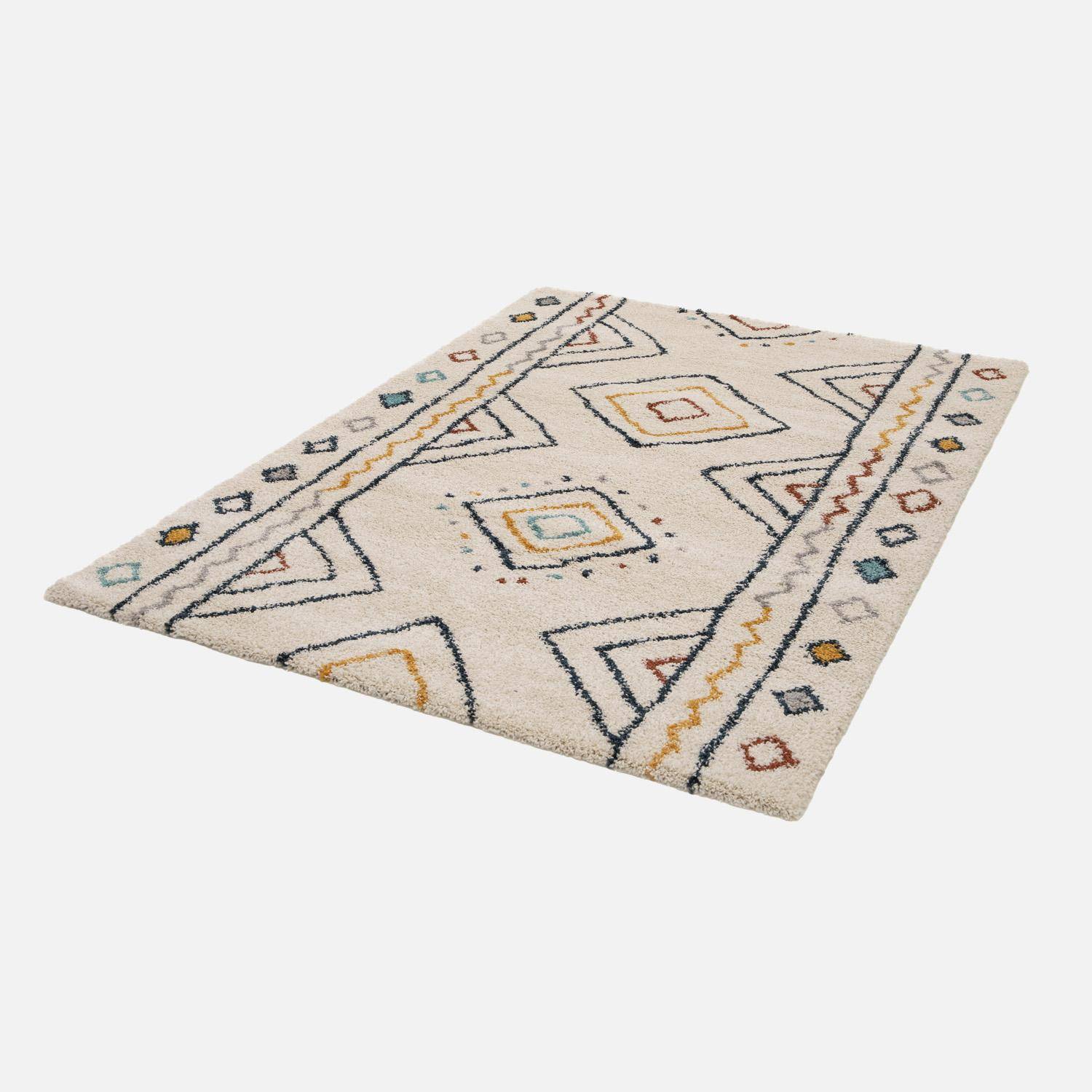 Tapis intérieur motif berbère crème, bleu et orange Ralph 80x150cm,sweeek,Photo4