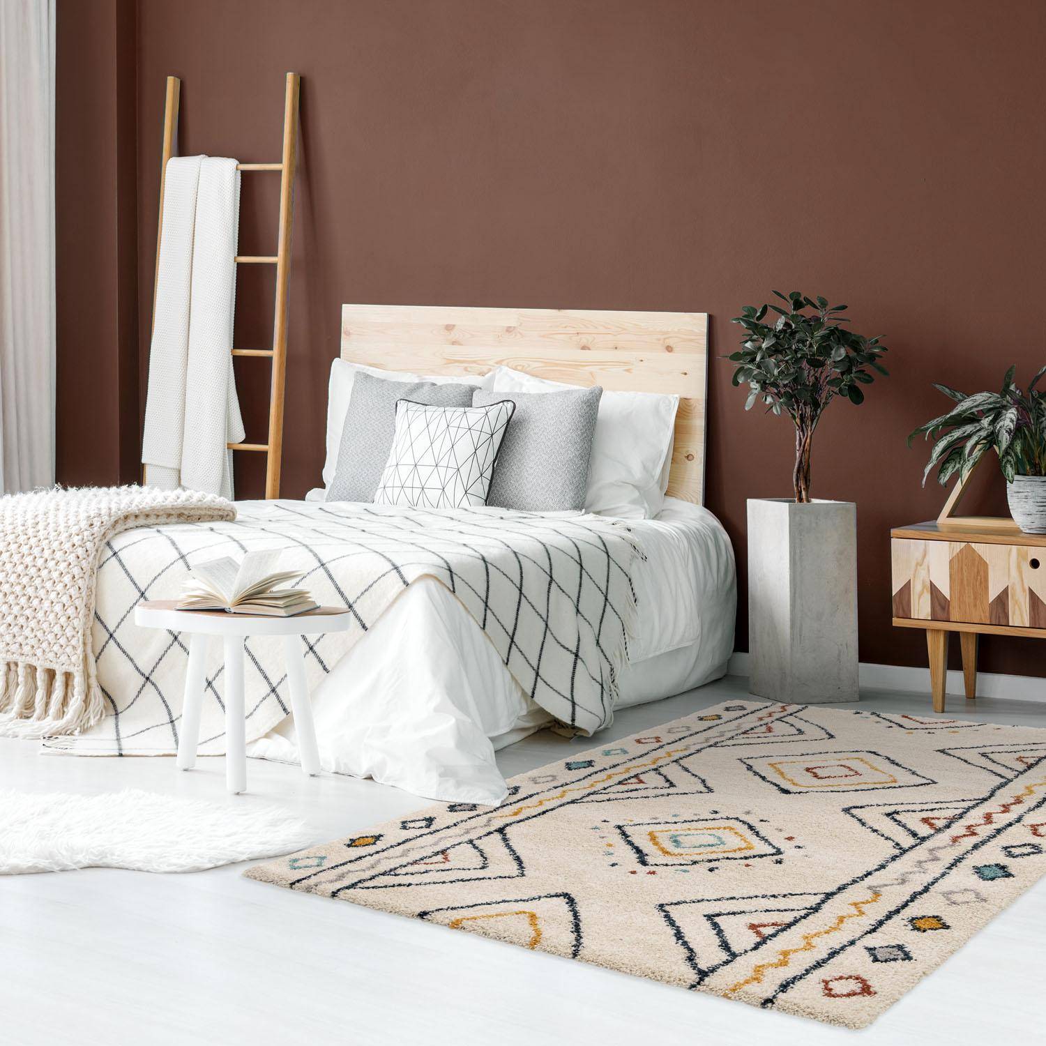 Tapis intérieur motif berbère crème, bleu et orange Ralph 120x170cm,sweeek,Photo2