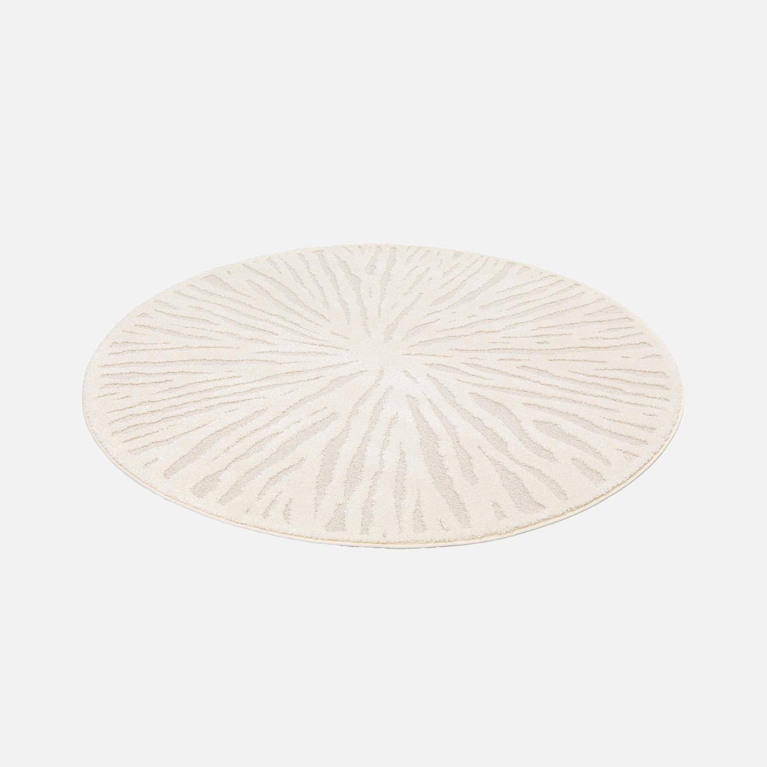 Alfombra interior shaggy redonda beige, 160cm, Helen, Crema, 160x160x1.4 cm Photo2