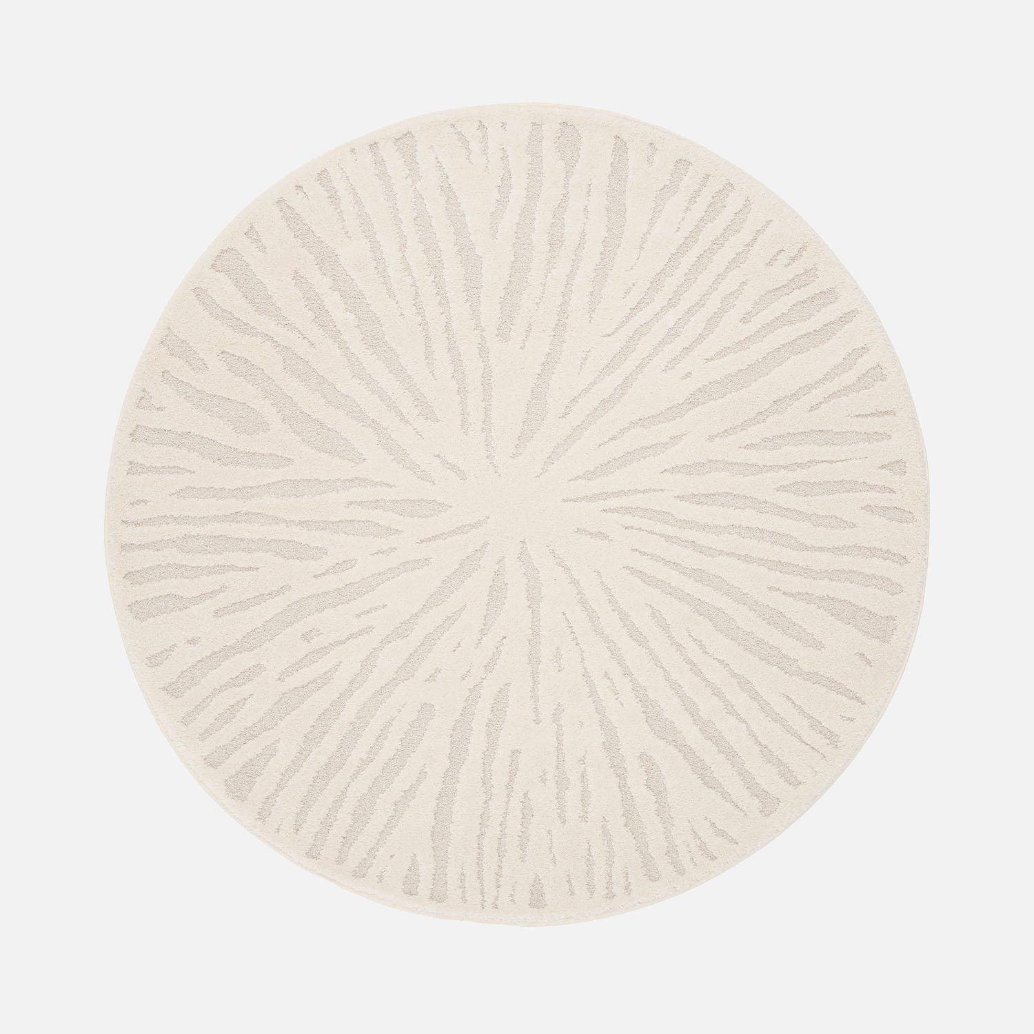 Alfombra interior shaggy redonda beige, 160cm, Helen, Crema, 160x160x1.4 cm Photo1
