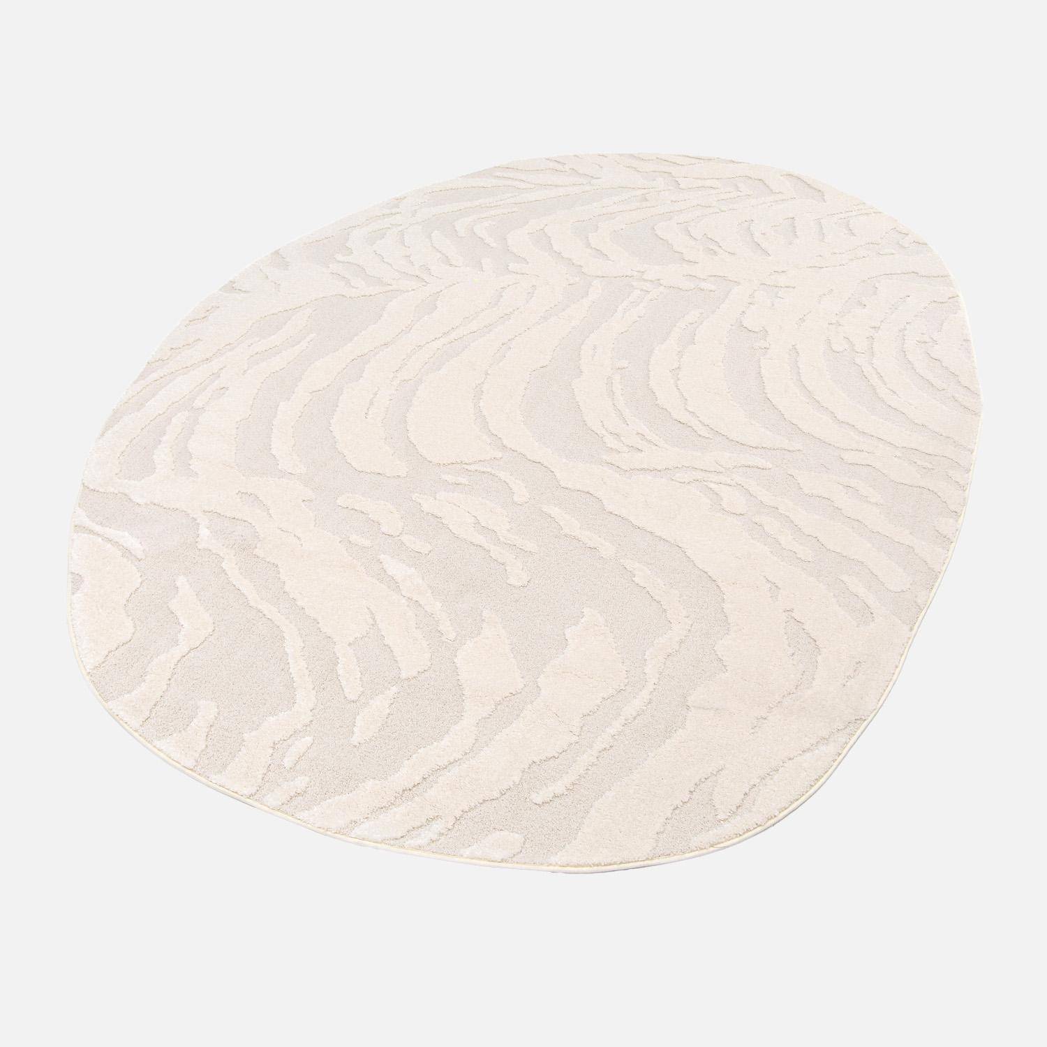 Alfombra interior shaggy galet motivo geométrico beige, Julianne, Crema, 229x160x1.4 cm Photo2