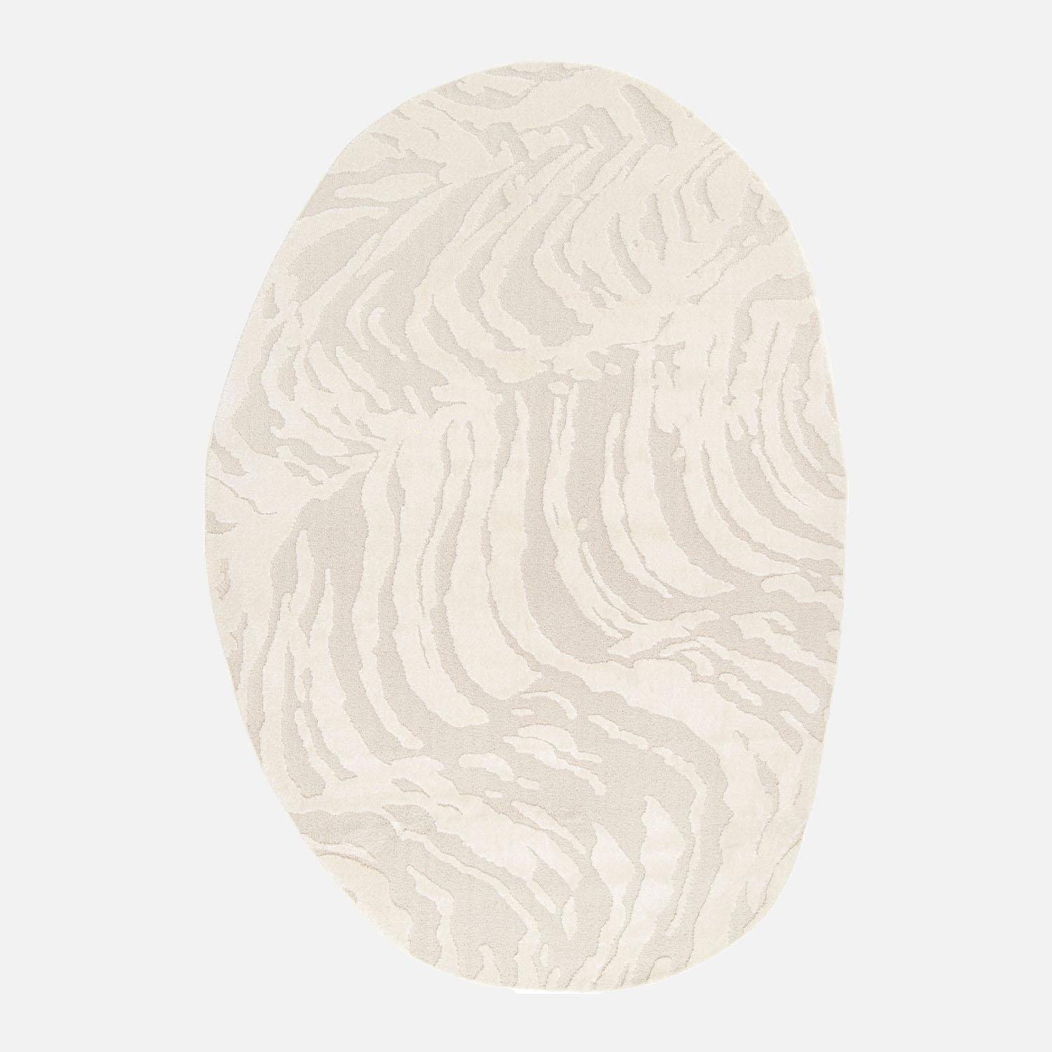 Alfombra interior shaggy galet motivo geométrico beige, Julianne, Crema, 229x160x1.4 cm Photo1