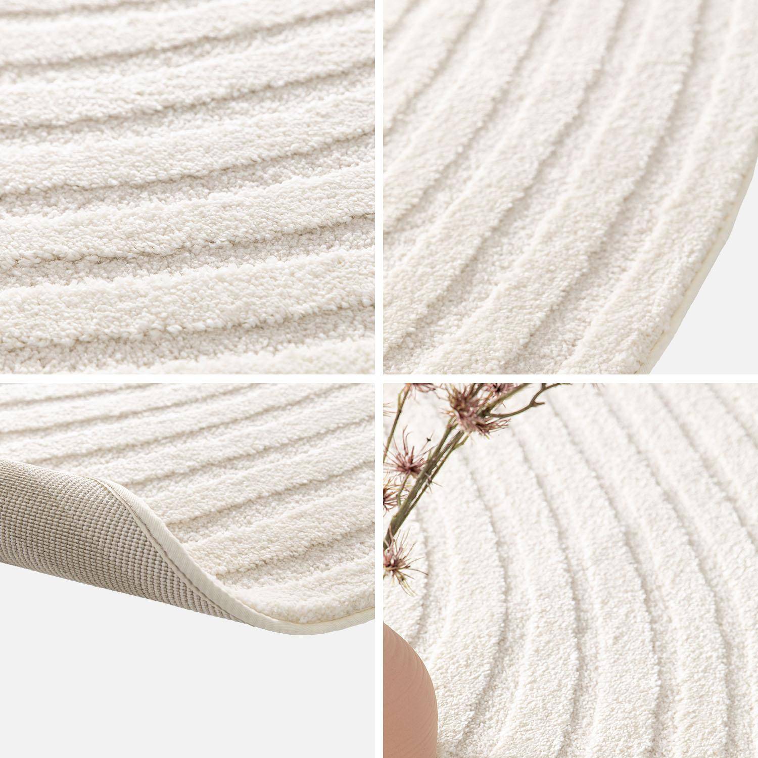 Alfombra interior shaggy guijarro diseño circular beige, Amanda, Crema, 229x160x1.4 cm Photo4