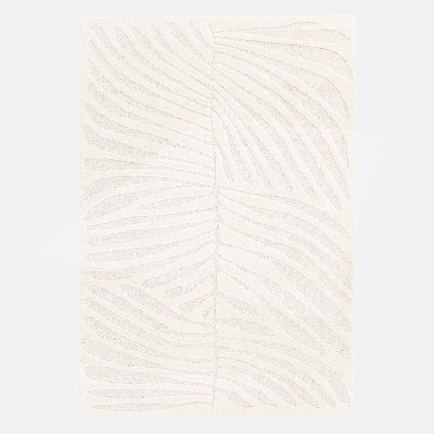 Alfombra interior shaggy con motivo vegetal beige, Lily, 150x80x1.4 cm Photo1