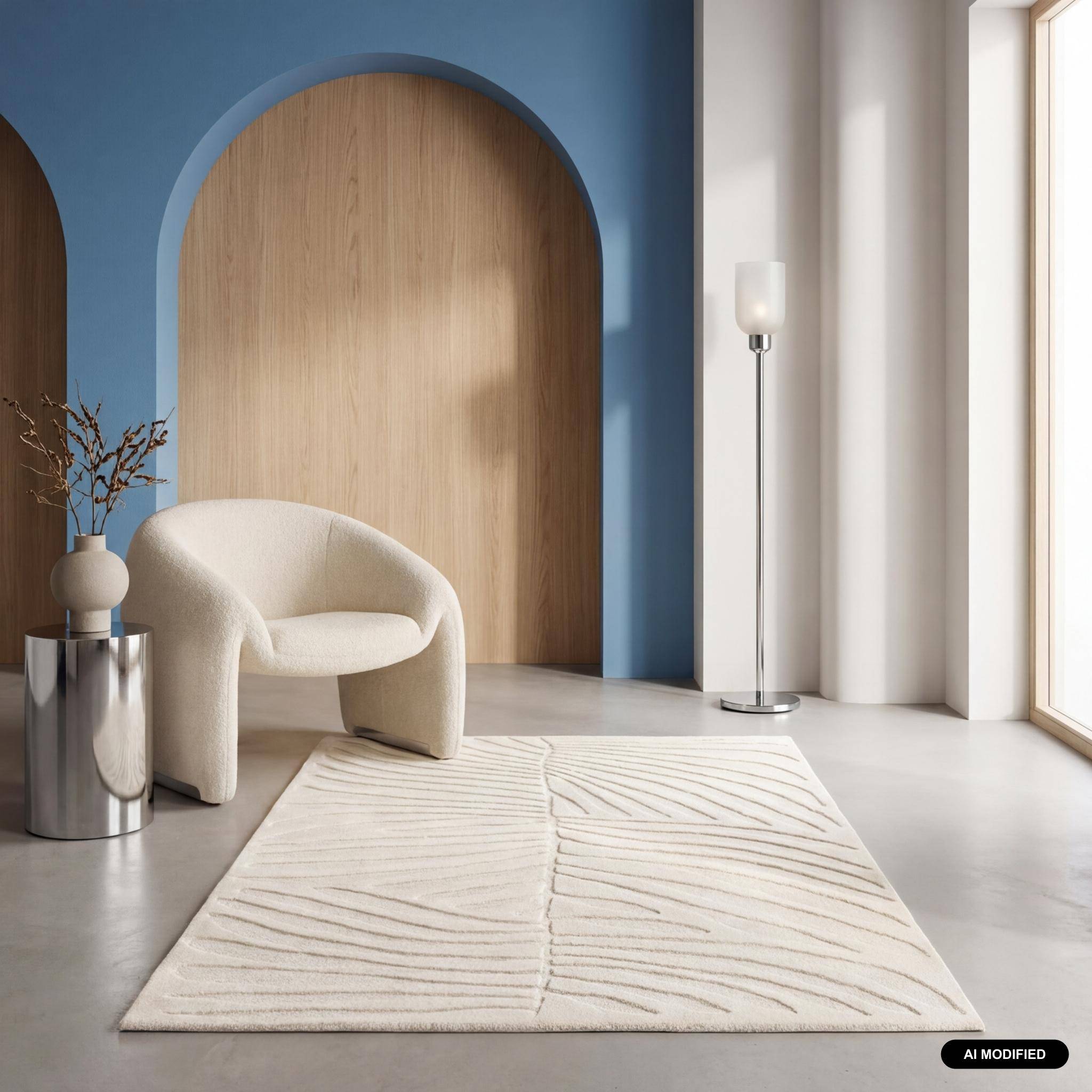 Indoor-Teppich mit cremefarbenem Pflanzenmuster 160x230 cm - Lily Photo1