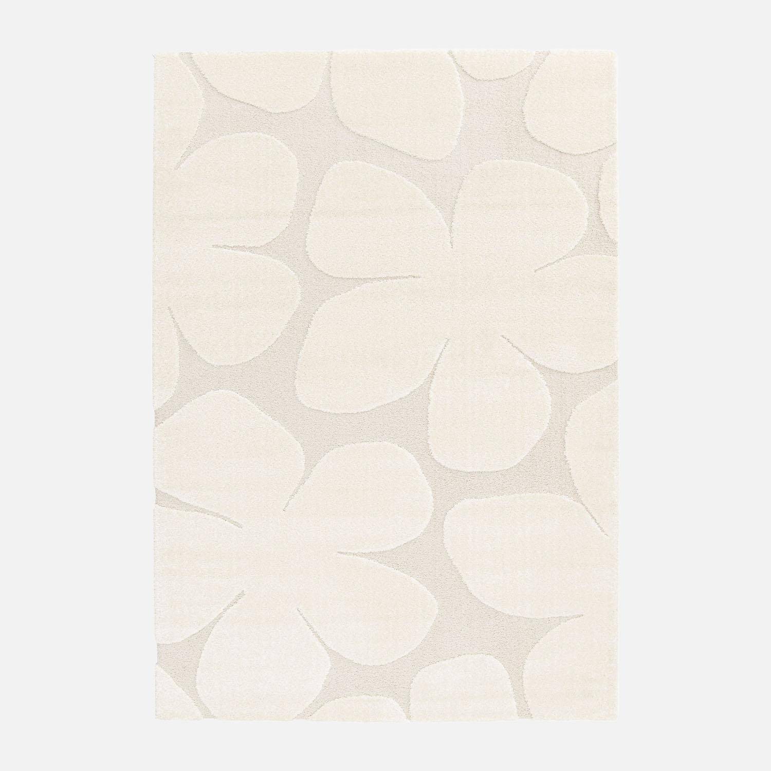 Alfombra interior shaggy diseño floral beige, Betty, 150x80x1.4 cm Photo2