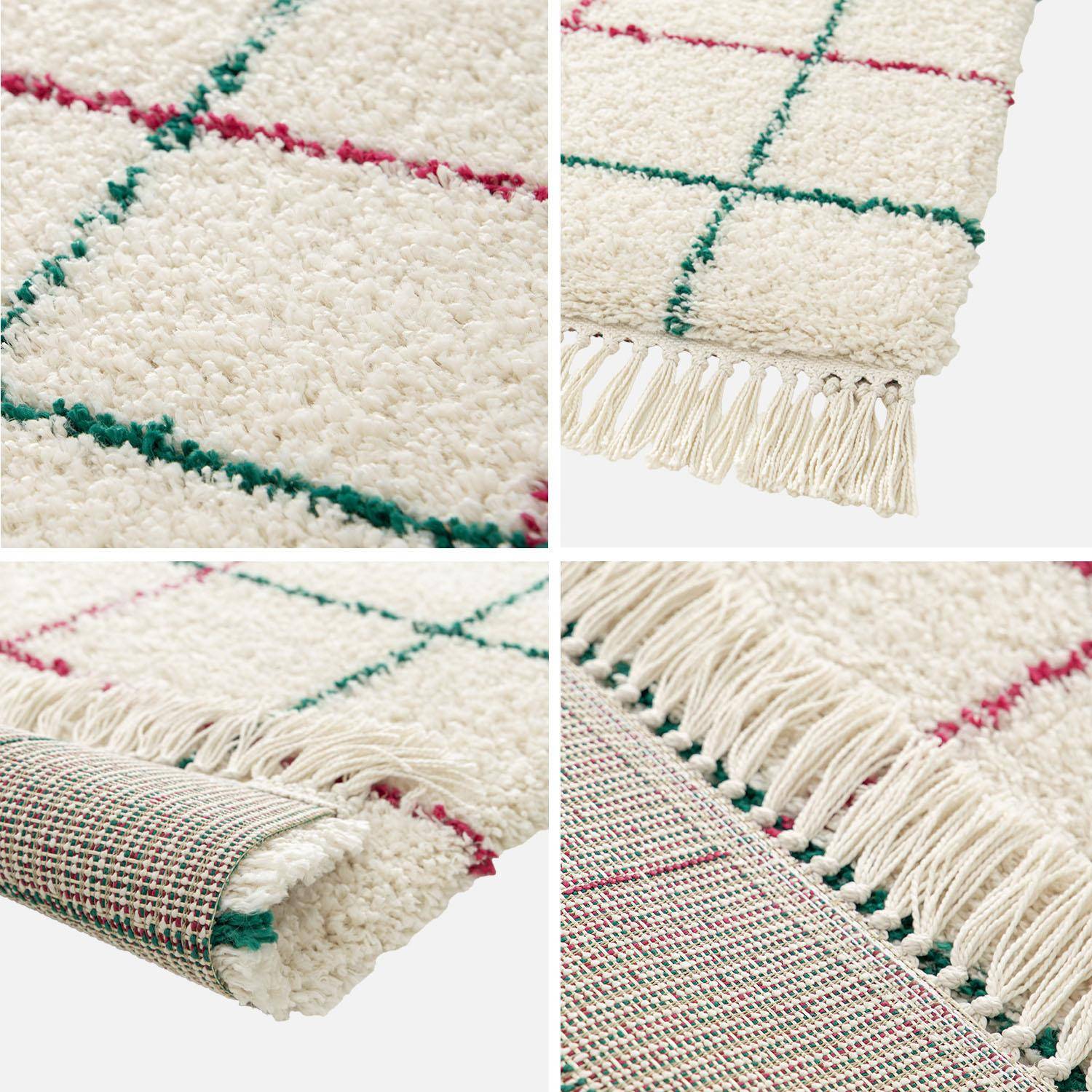 Tapete interior felpuda padrão xadrez multicolorido com franjas, Edward, 150x80x3 cm,sweeek,Photo4