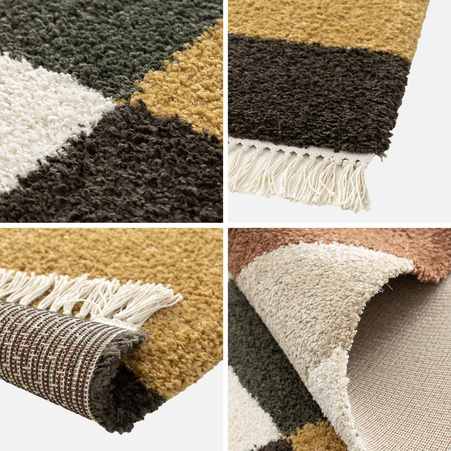 Mehrfarbiger Shaggy Teppich mit geometrischem Muster und Fransen 160x230 cm - Will,sweeek,Photo3