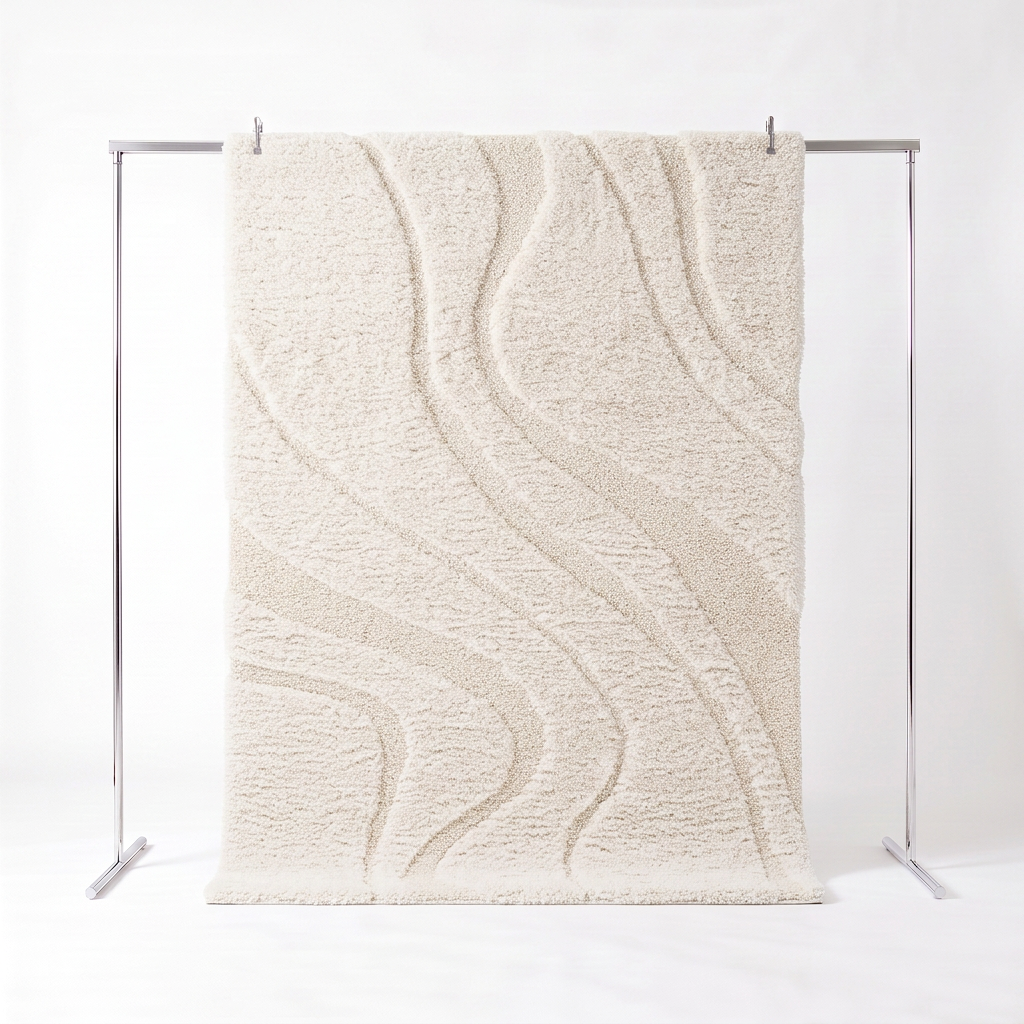 Tappy intérieur shaggy motif avec relief crème Amy 200x290cm Photo1