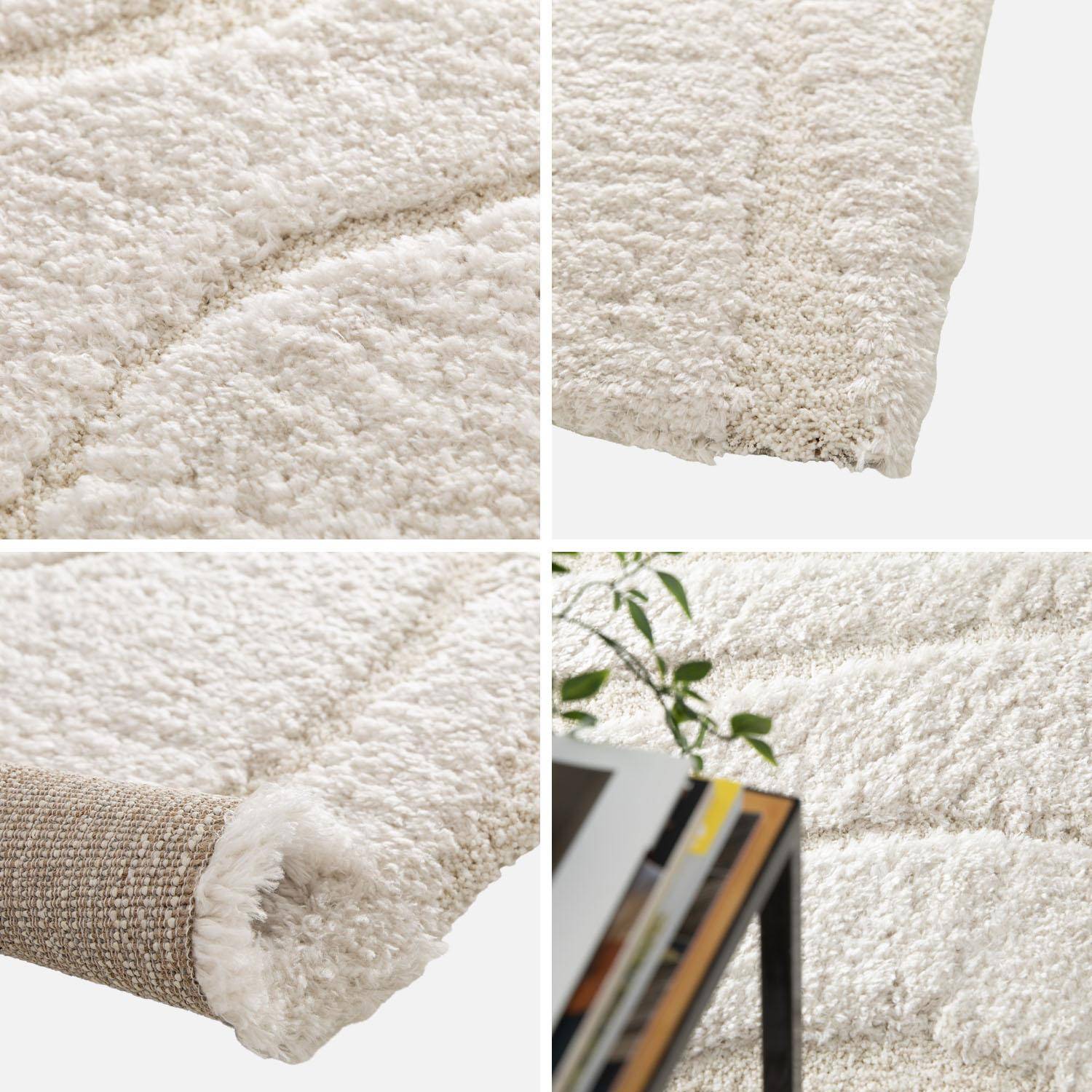Tapis intérieur shaggy motif avec relief crème Amy 200x290cm,sweeek,Photo4