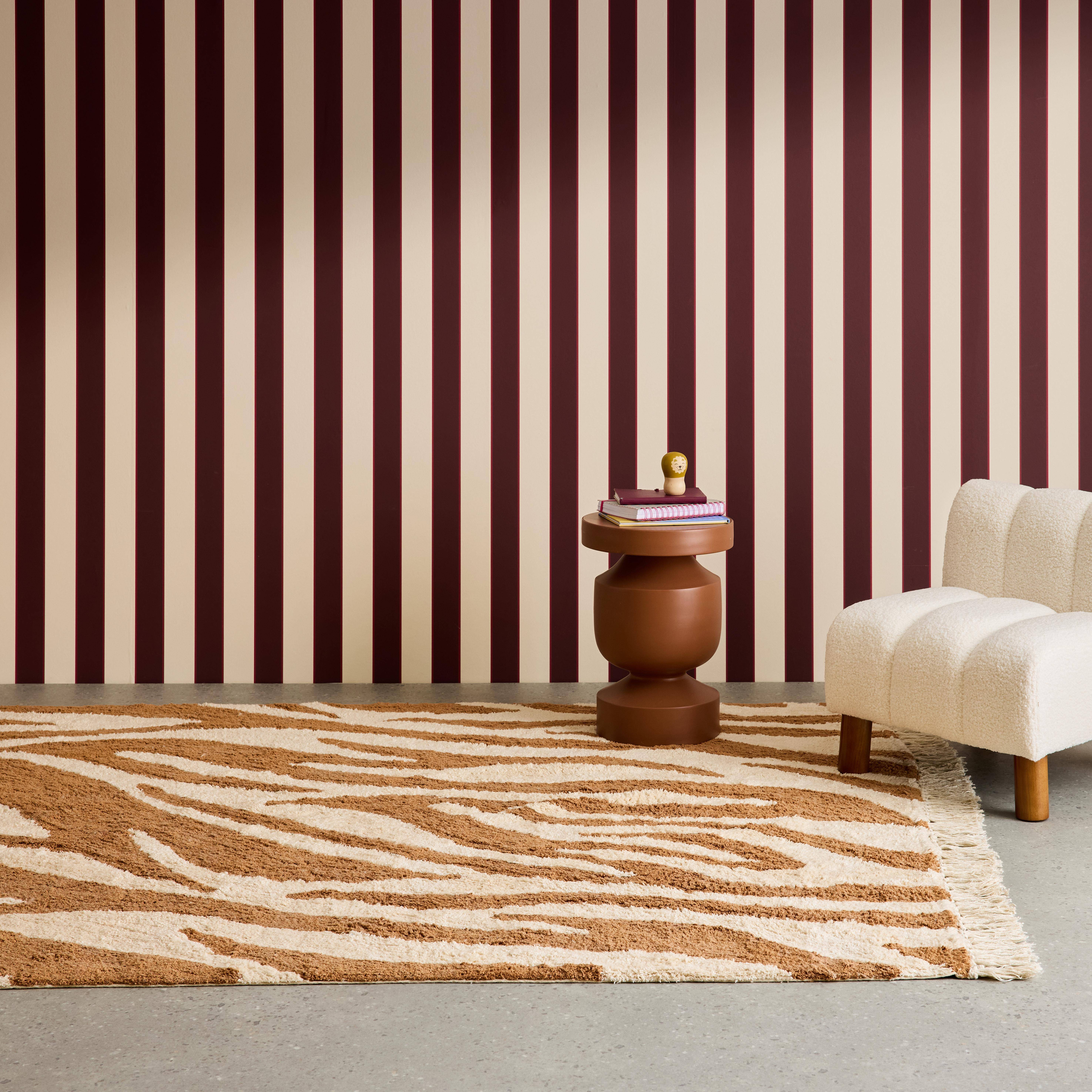 Tappeto interno cotone motivo zebrato color mattone, Josh, 170x120x1 cm Photo1