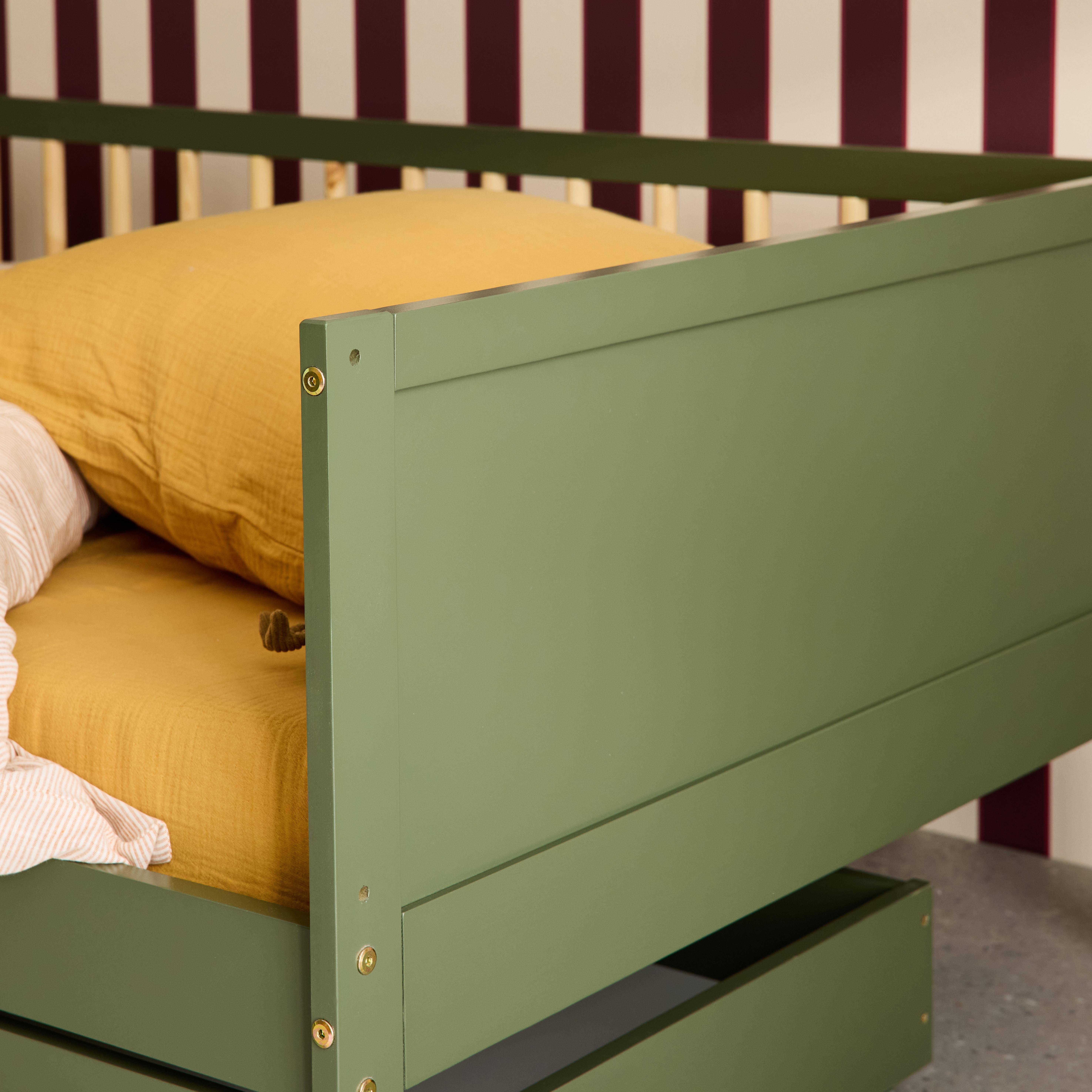 Cama infantil em pinho natural com ripas incluídas Verde - 195x95.5x60 cm,sweeek,Photo4