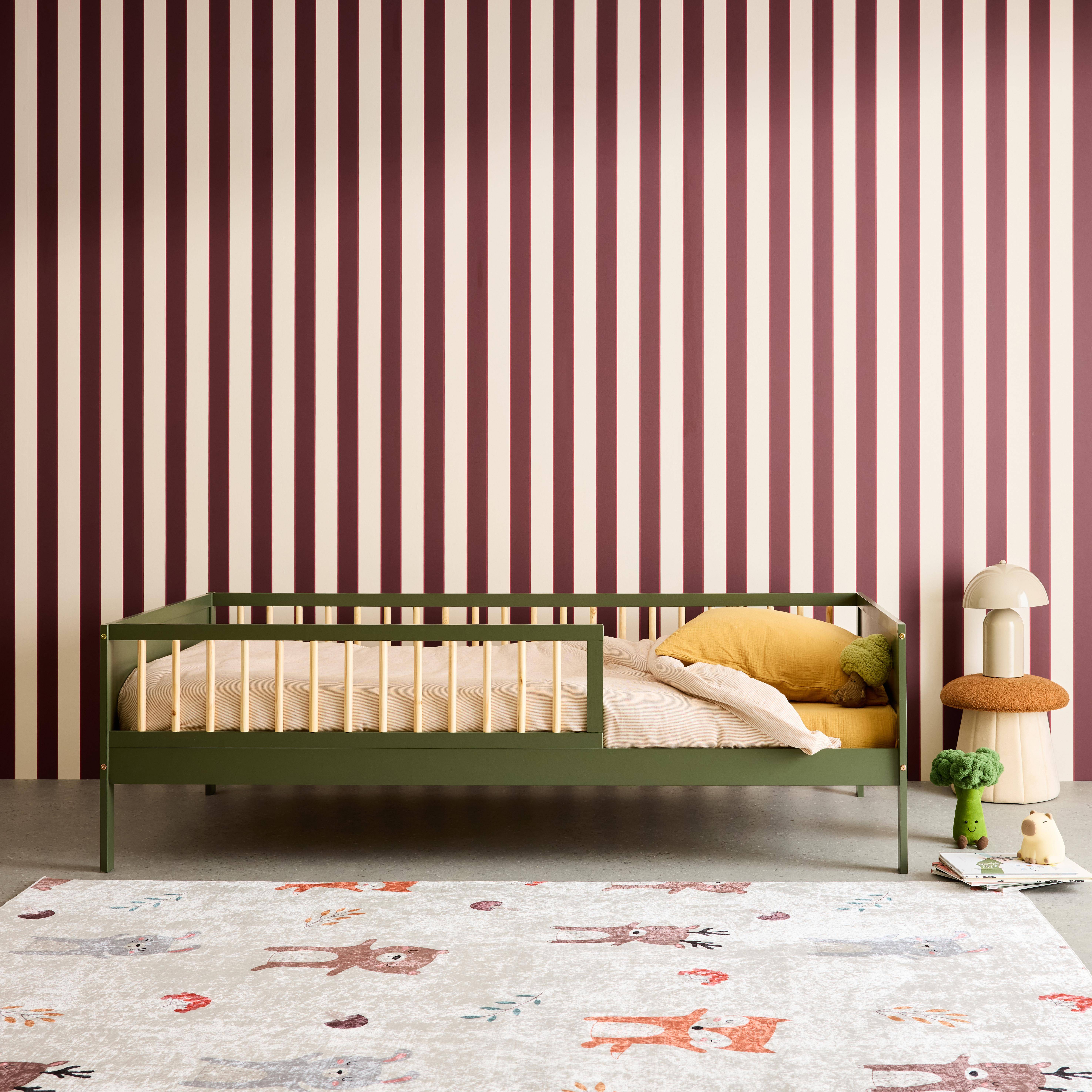 Child bed 90 x 190 cm natural pine slatted base included, Green