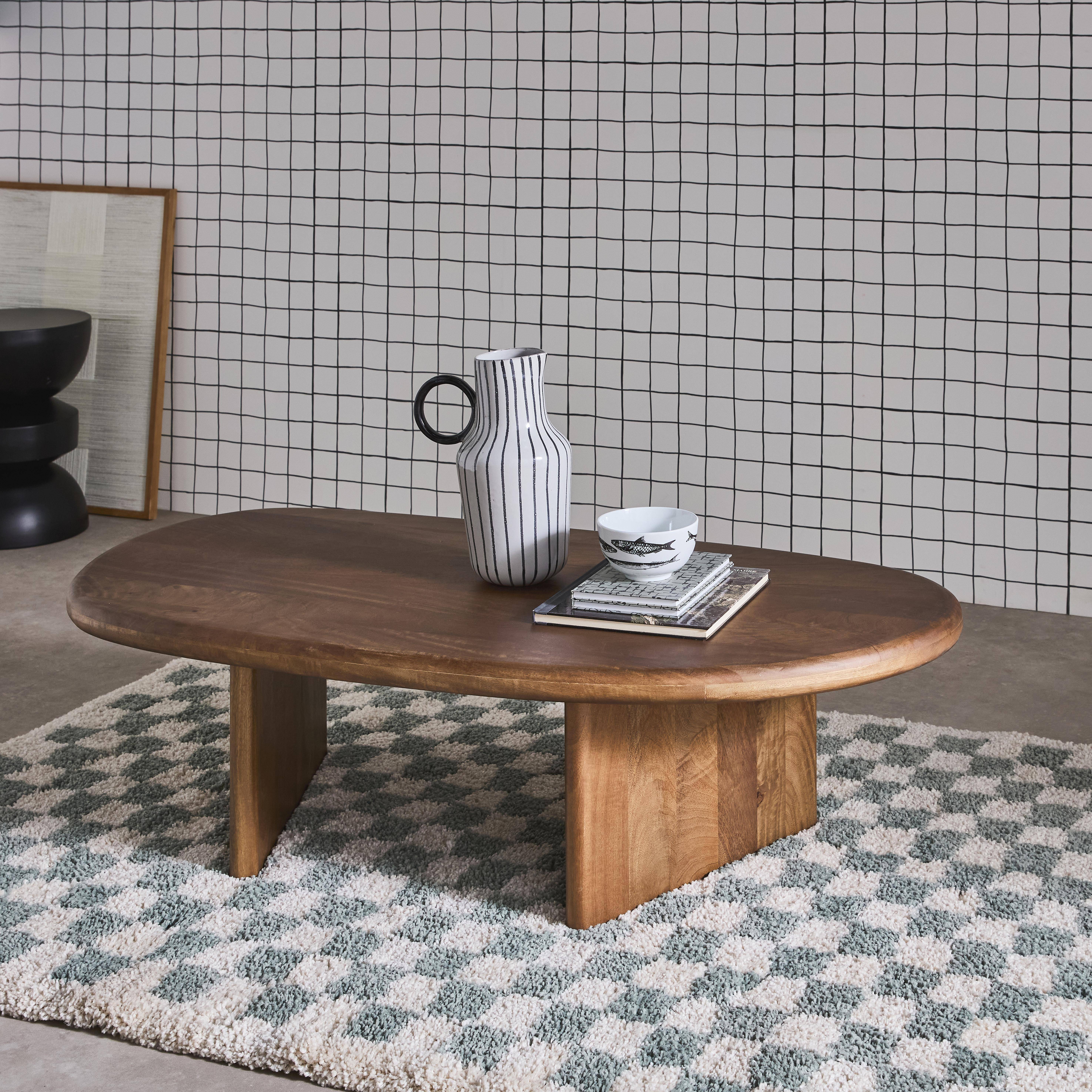Ovaler Couchtisch aus Mangoholz nussbaumfarben L 119,5 x B 60 x H 35 cm - Shiva,sweeek,Photo4