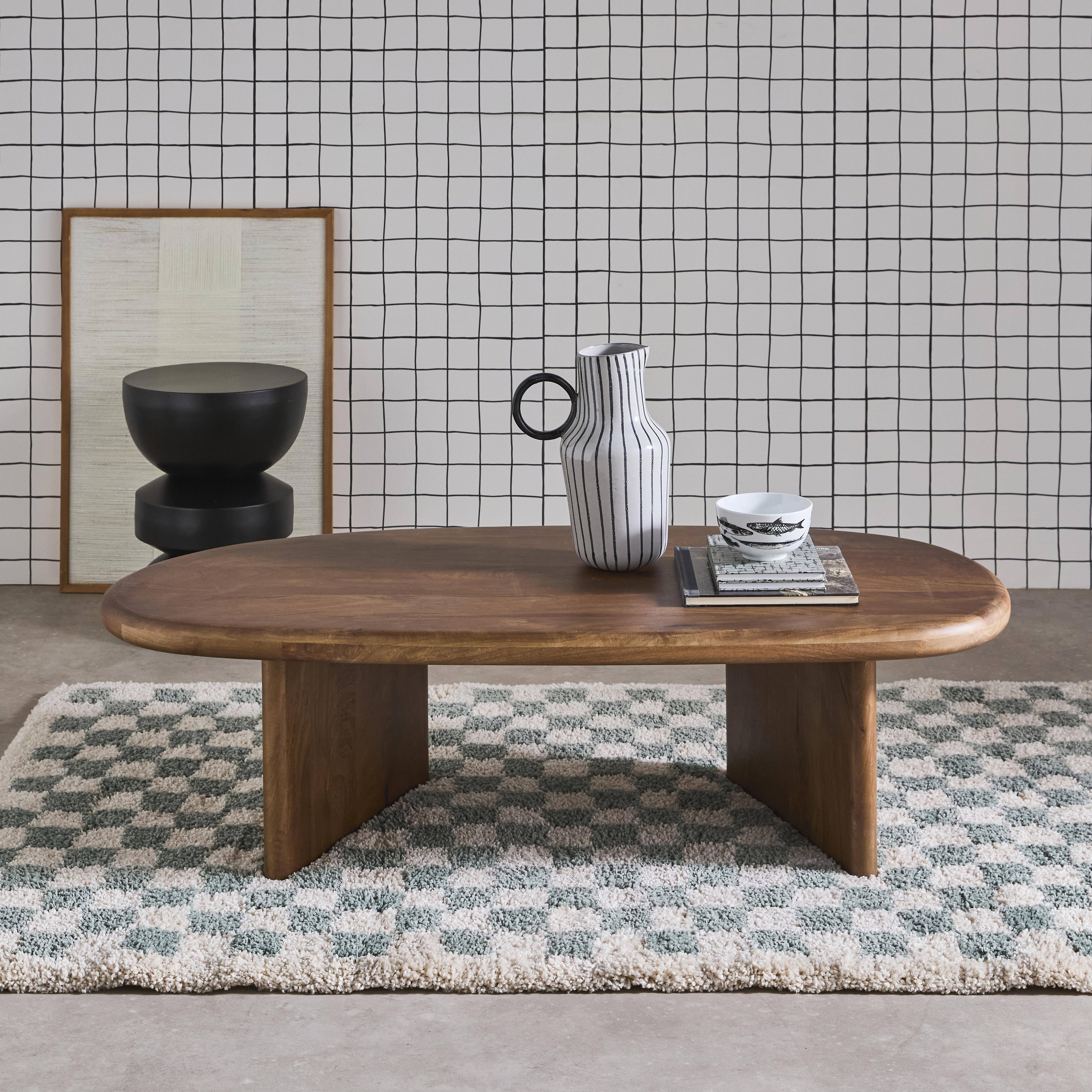Ovaler Couchtisch aus Mangoholz nussbaumfarben L 119,5 x B 60 x H 35 cm - Shiva Photo1