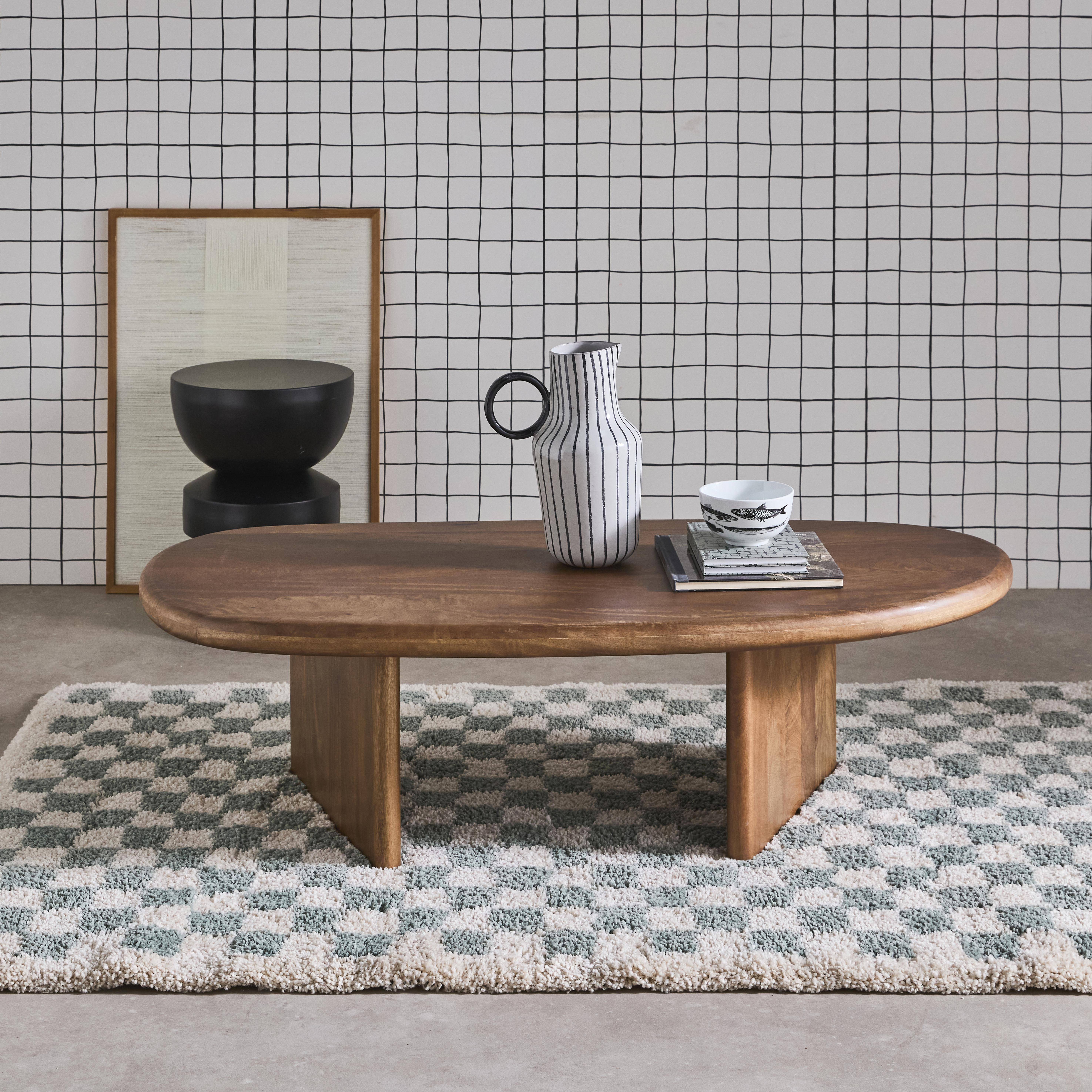 Ovaler Couchtisch aus Mangoholz nussbaumfarben L 119,5 x B 60 x H 35 cm - Shiva Photo3