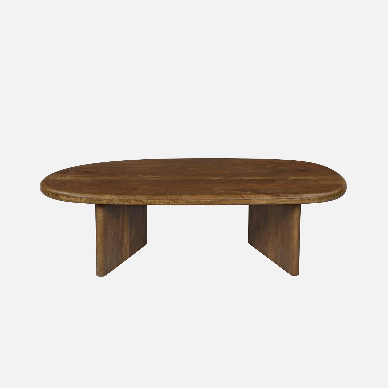 Mesa de centro ovalada de madera de mango maciza, Shiva, Madera de nogal, 120x60x35 cm Photo2