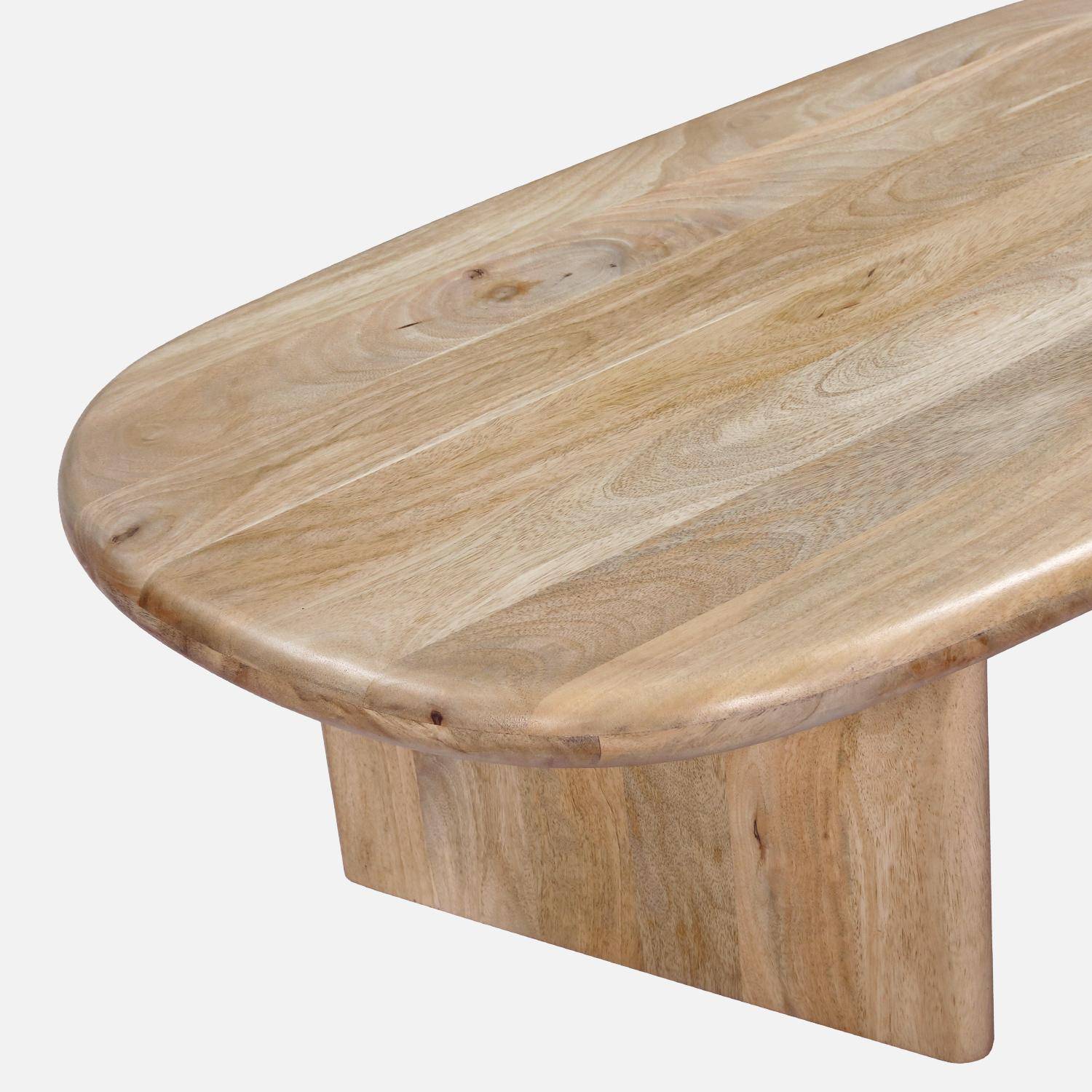 Mesa de centro ovalada de madera de mango maciza, Shiva, Natural, 120x60x35 cm Photo4