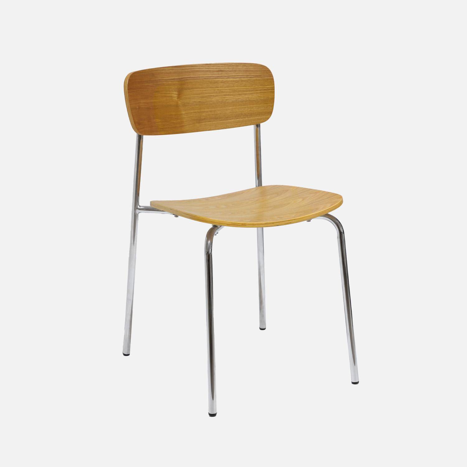 Silla vintage de metal y contrachapado, set de 2, Toby, Gris perlado, 43.5x51x77 cm Photo2