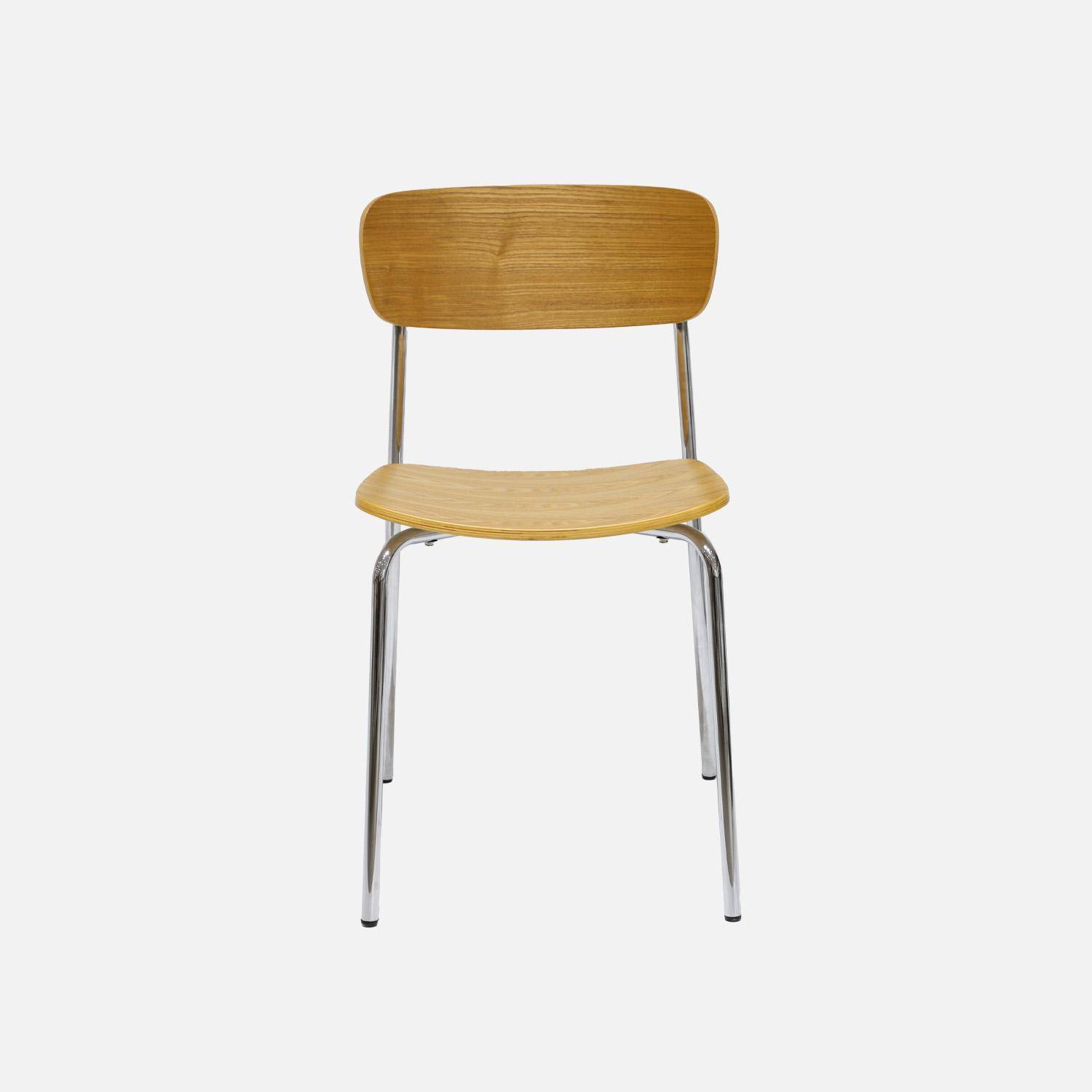 Silla vintage de metal y contrachapado, set de 2, Toby, Gris perlado, 43.5x51x77 cm Photo3