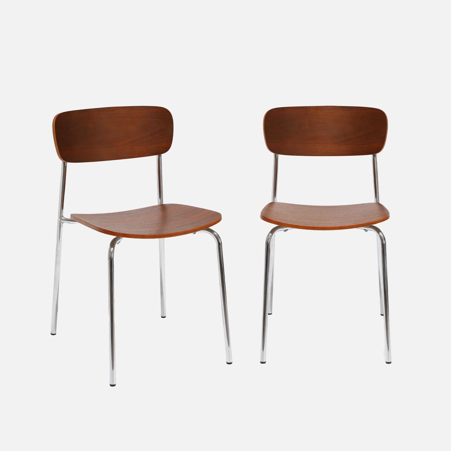 Silla vintage de metal y contrachapado, set de 2, Toby, Gris perlado, 43.5x51x77 cm,sweeek,Photo1