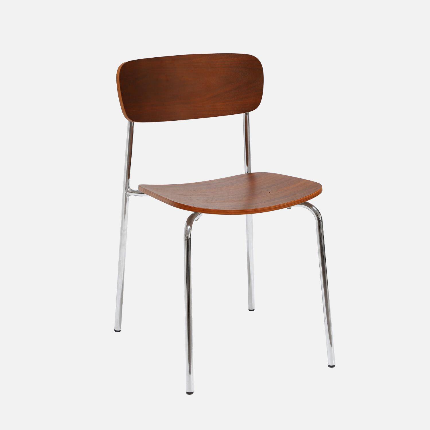 Silla vintage de metal y contrachapado, set de 2, Toby, Gris perlado, 43.5x51x77 cm Photo2