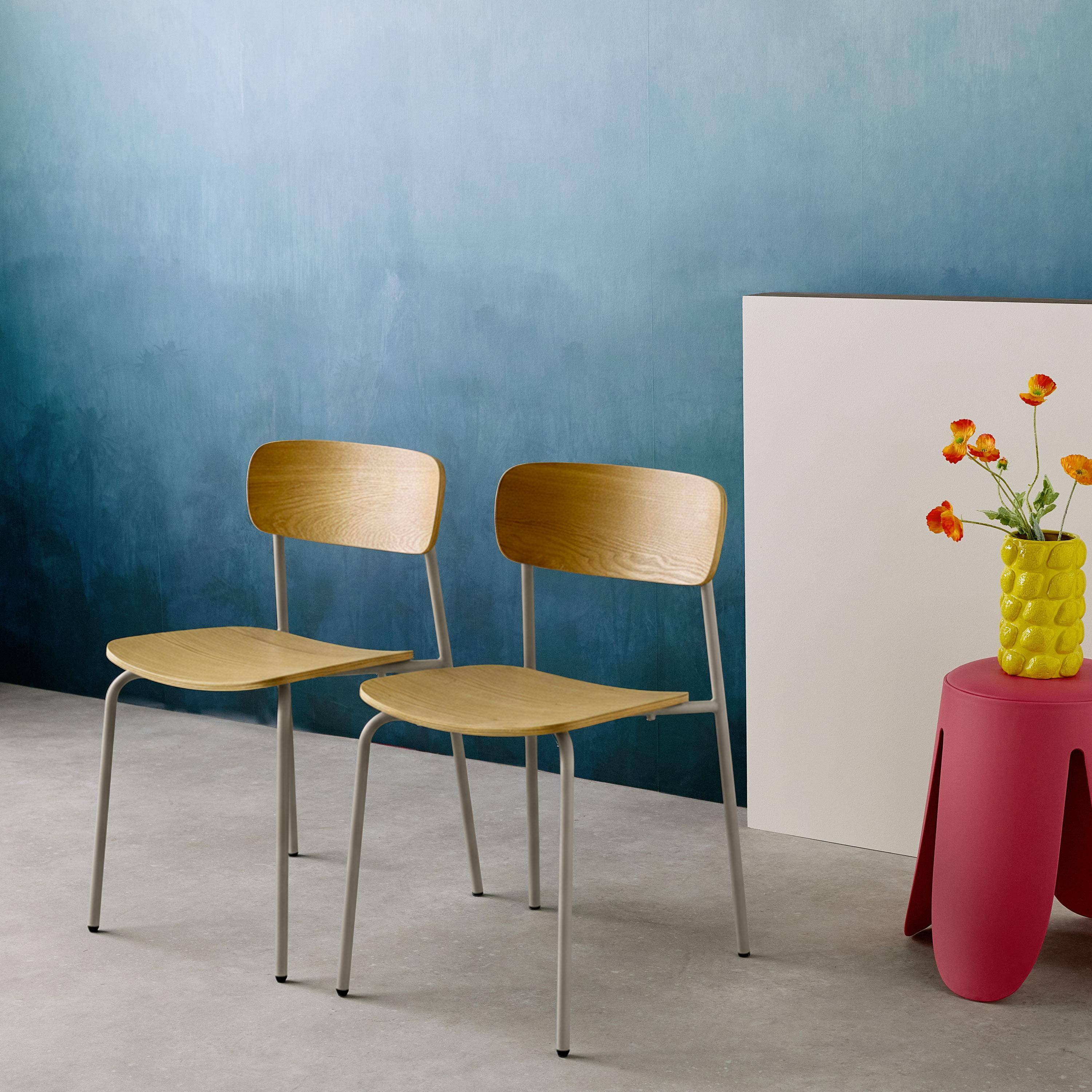 Set di 2 sedie vintage in metallo e compensato , Toby, Beige, 43.5x51x77 cm Photo2