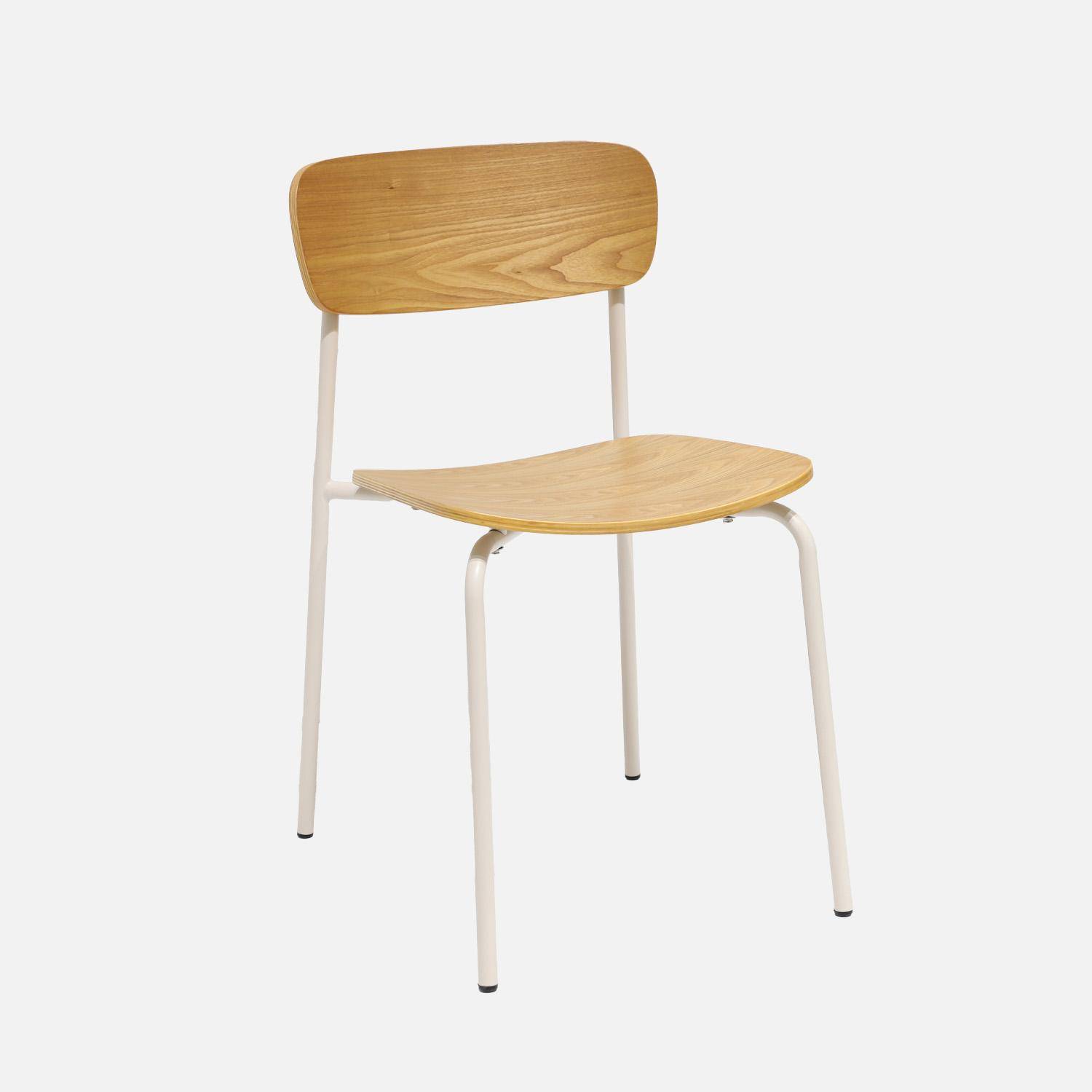 Silla vintage de metal y contrachapado, set de 2, Toby, Beige, 43.5x51x77 cm Photo2
