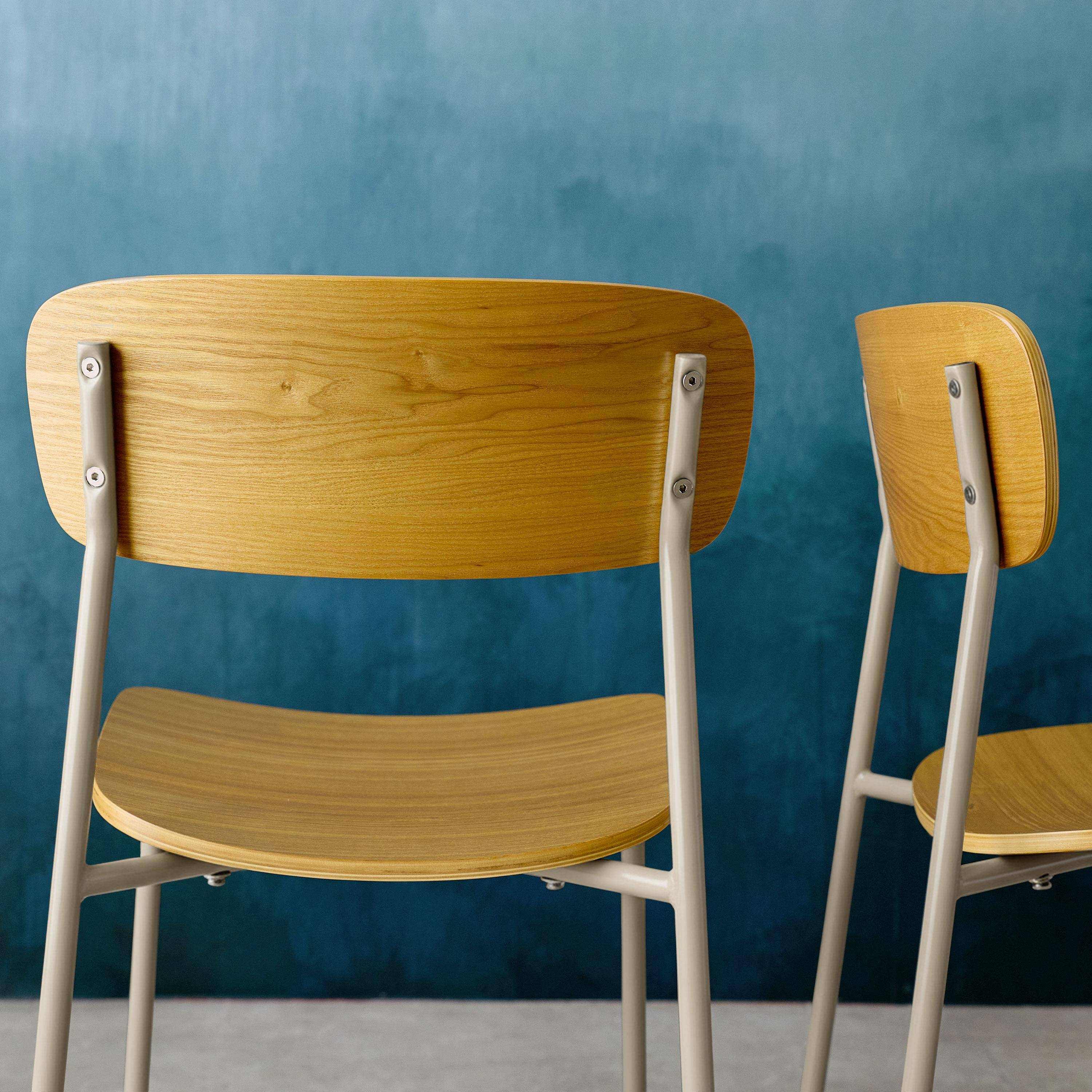 Set di 2 sedie vintage in metallo e compensato , Toby, Beige, 43.5x51x77 cm,sweeek,Photo4