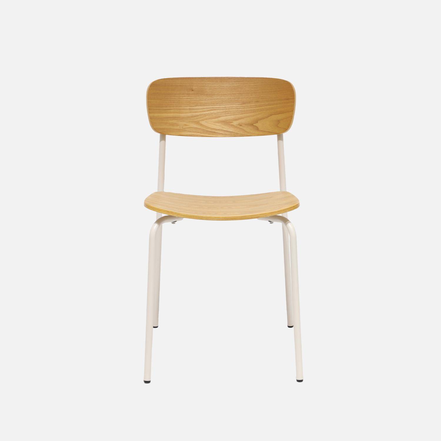 Silla vintage de metal y contrachapado, set de 2, Toby, Beige, 43.5x51x77 cm,sweeek,Photo3