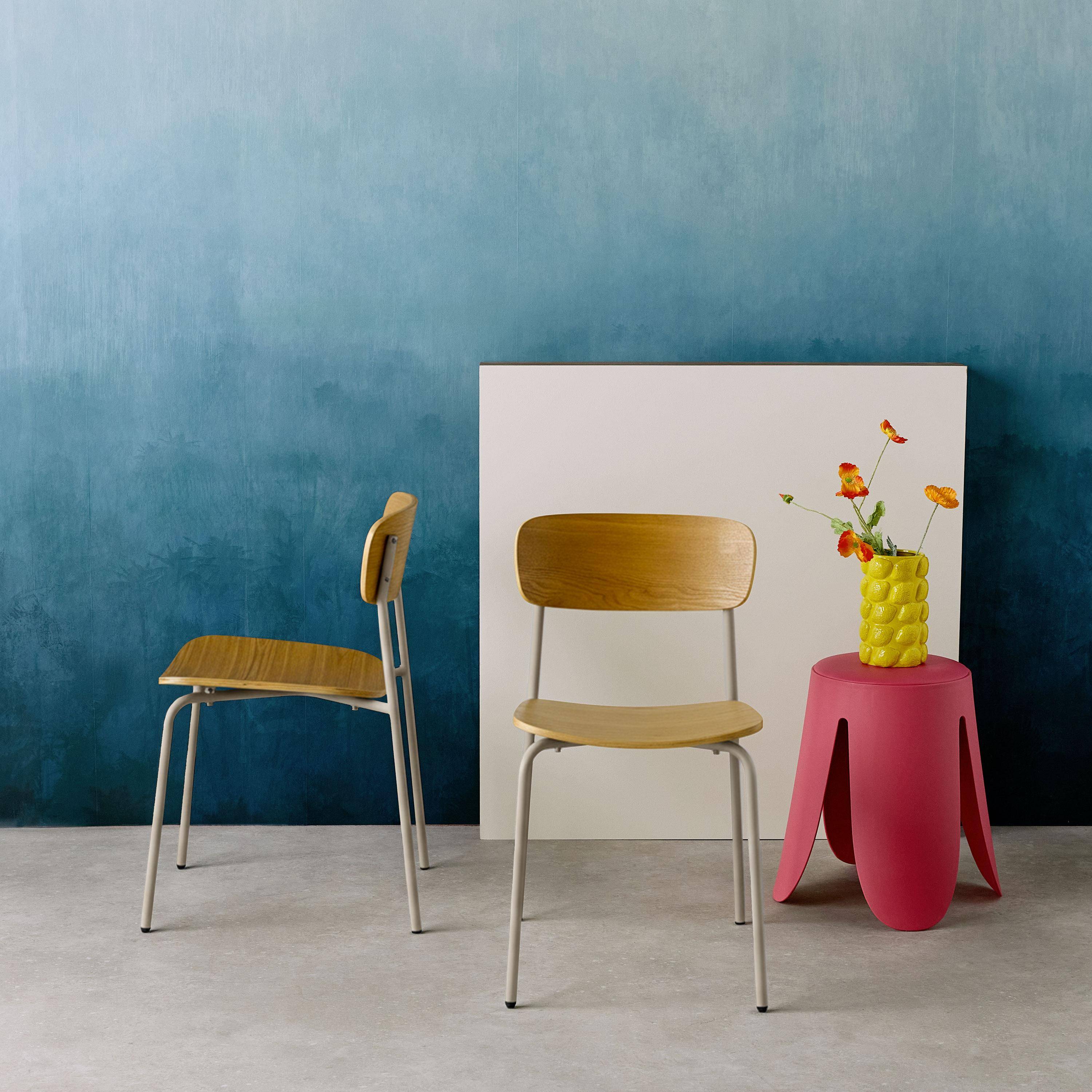 Set di 2 sedie vintage in metallo e compensato , Toby, Beige, 43.5x51x77 cm,sweeek,Photo1