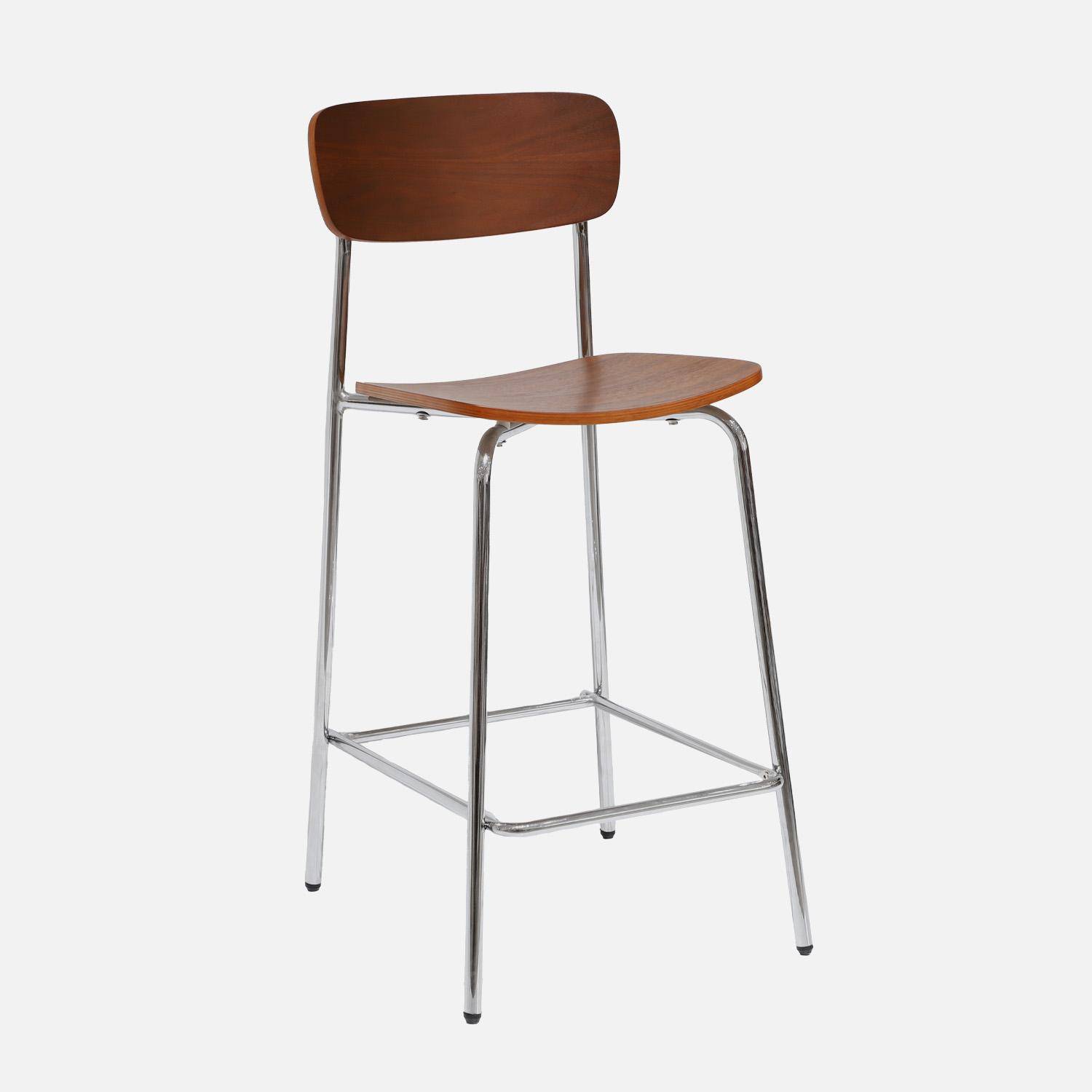 Taburete de bar vintage metal y contrachapado, set de 2, Toby, Gris perlado, 42.5x50x94 cm,sweeek,Photo2