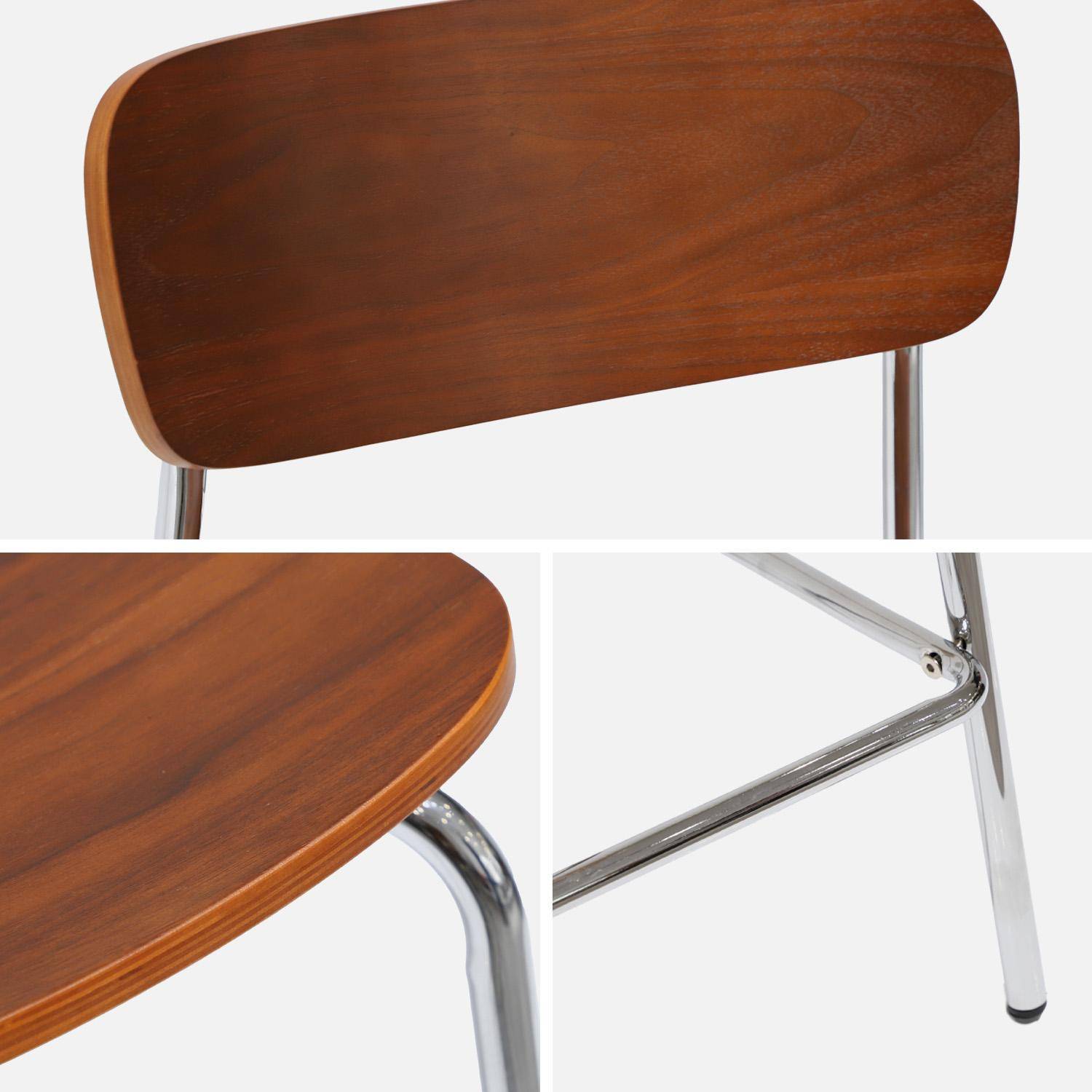 Taburete de bar vintage metal y contrachapado, set de 2, Toby, Gris perlado, 42.5x50x94 cm Photo4