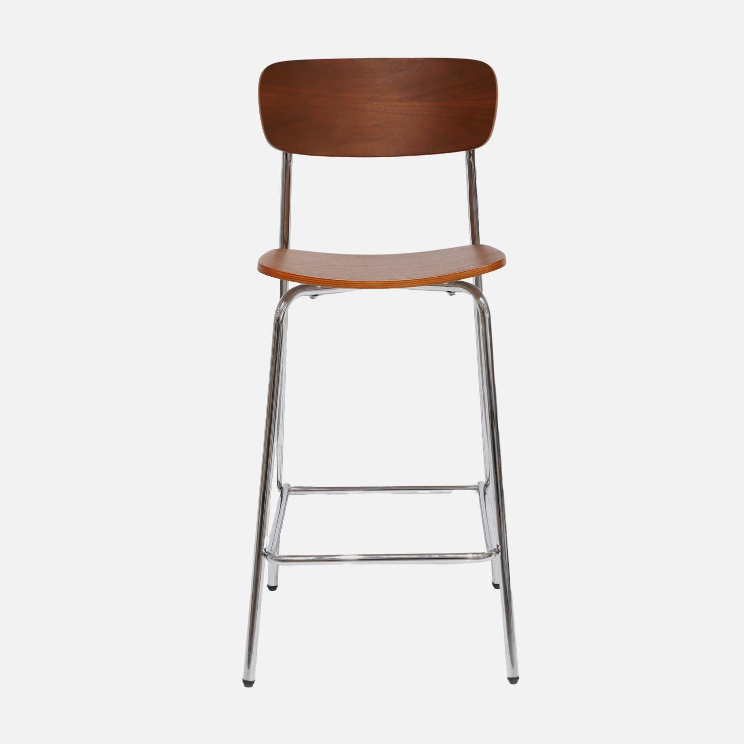 Taburete de bar vintage metal y contrachapado, set de 2, Toby, Gris perlado, 42.5x50x94 cm Photo3