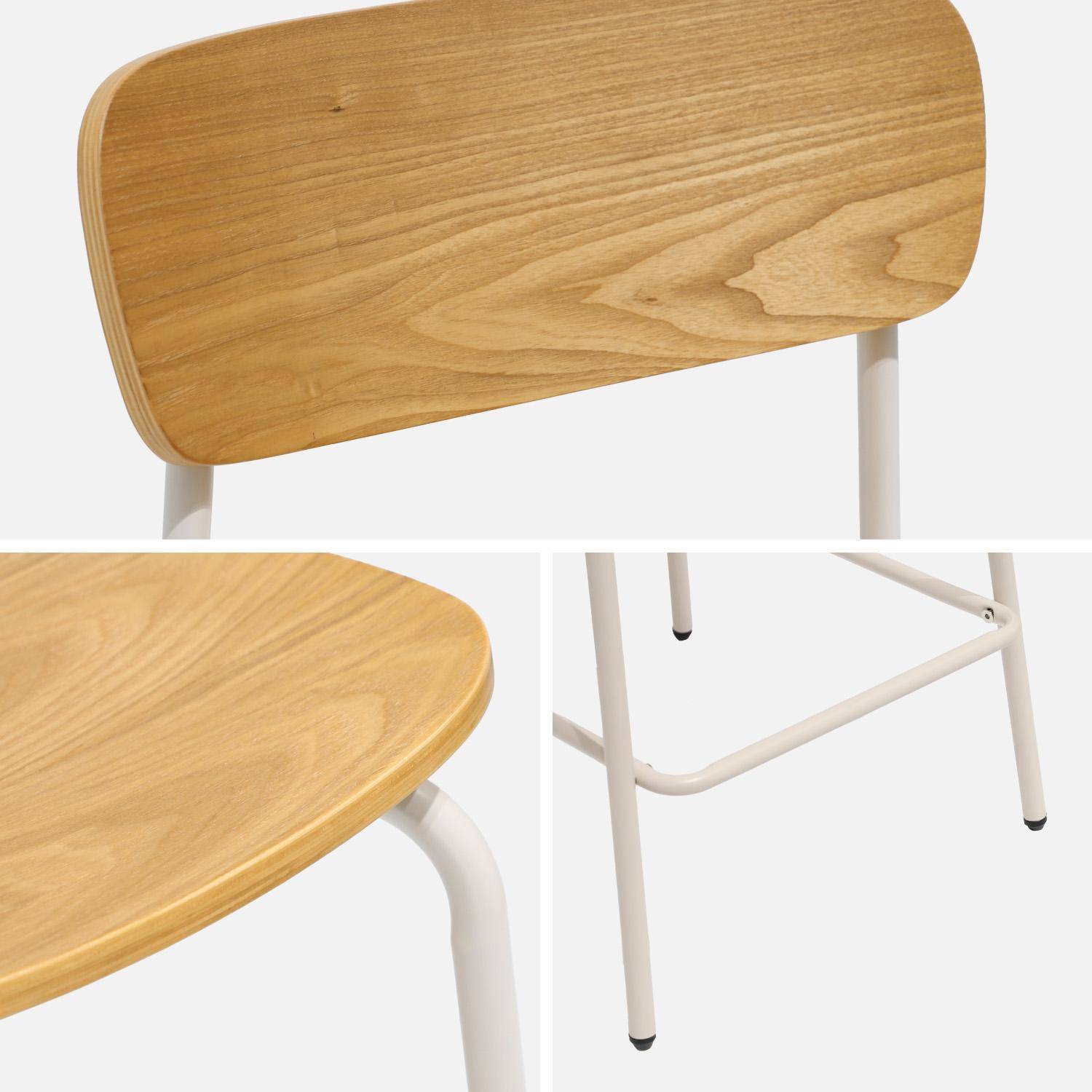 Taburete de bar vintage metal y contrachapado, set de 2, Toby, Beige, 42.5x50x94 cm Photo3
