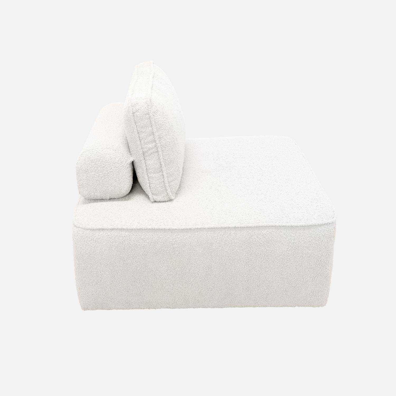 Chauffeuse pour canapé modulable tissu bouclette crème 1 place Bao, L 90 x P 90 x H 74cm Photo4