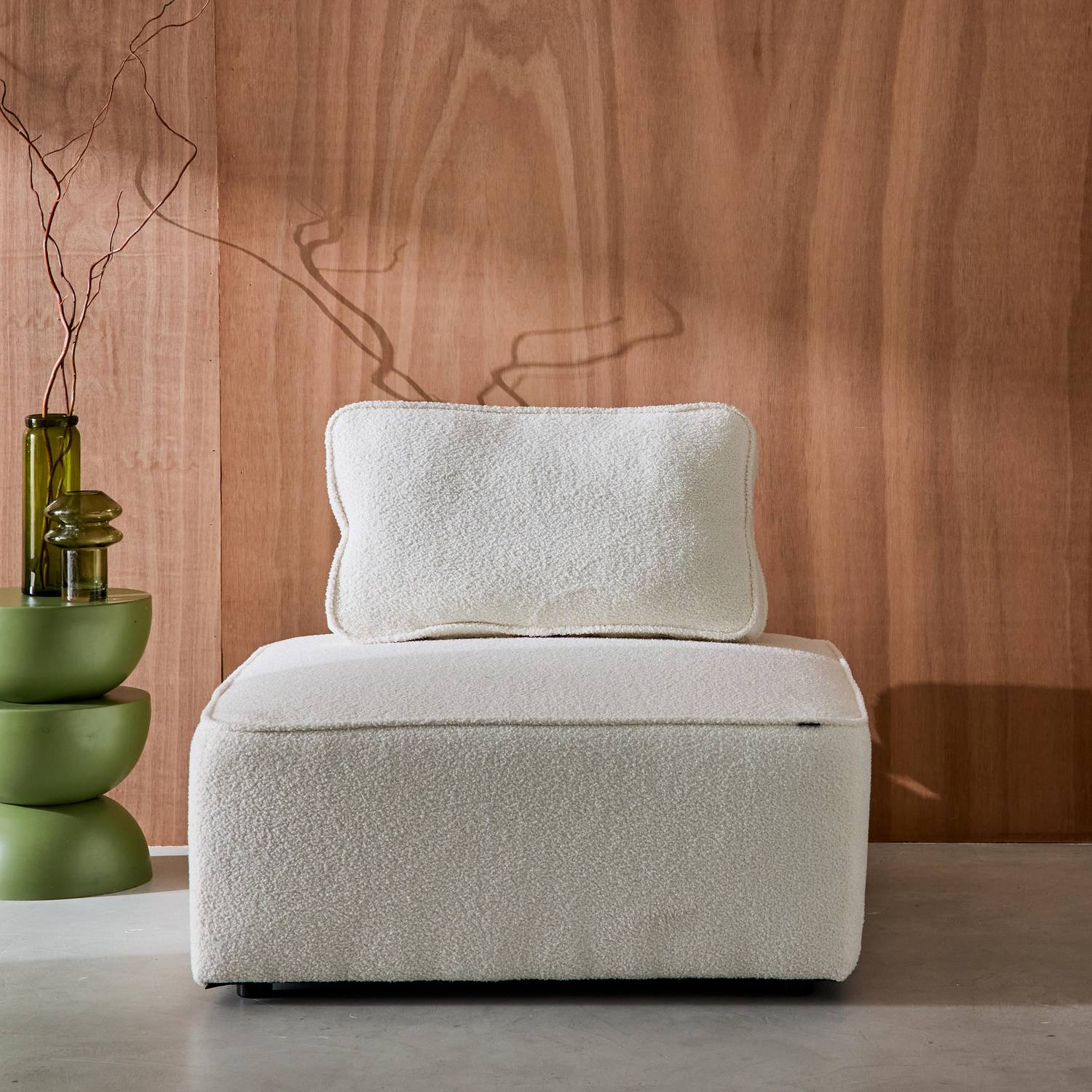 Fauteuil boucléstof 1 zits crème L 90 x B 90 x H 74cm - Bao Photo1 Fauteuil boucléstof 1 zits crème L 90 x B 90 x H 74cm - Bao Photo1