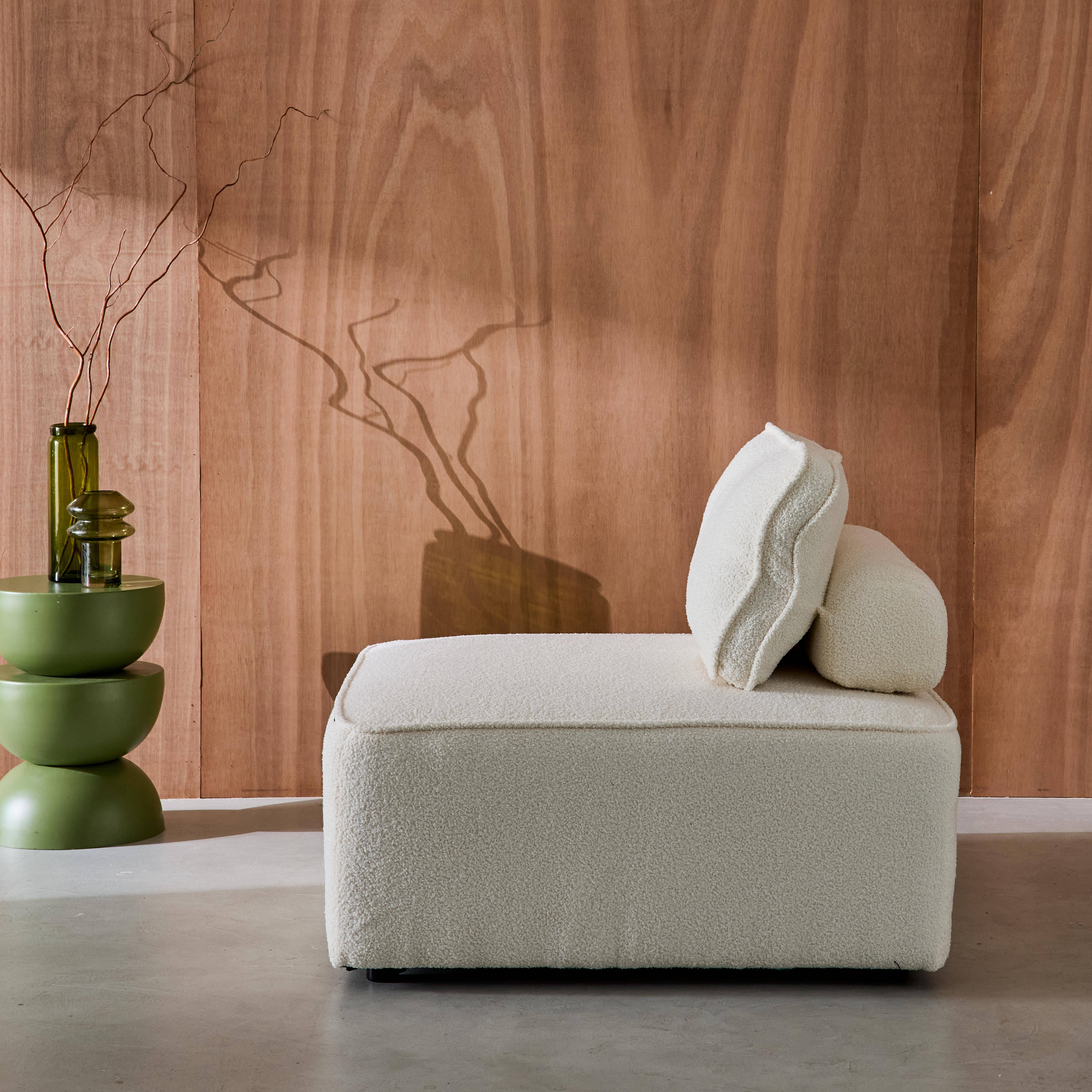 Fauteuil boucléstof 1 zits crème L 90 x B 90 x H 74cm - Bao,sweeek,Photo2